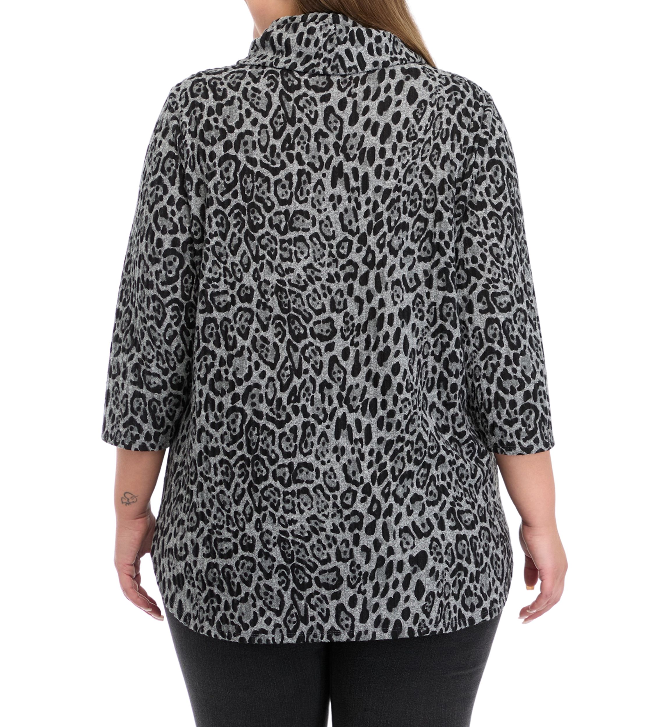 Plus Size Ribbed Hacci Cowl Neck Top 