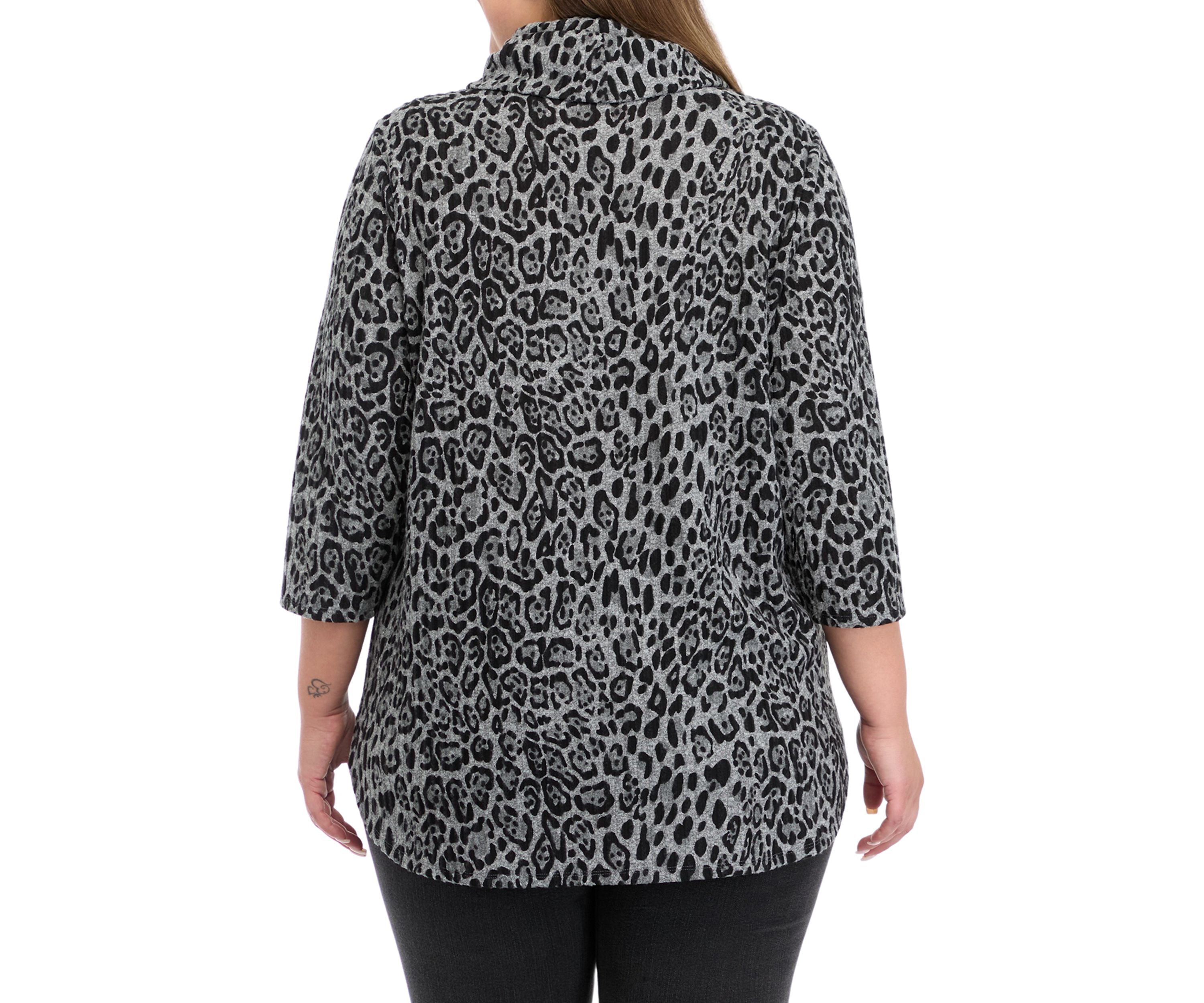 Plus Size Ribbed Hacci Cowl Neck Top 