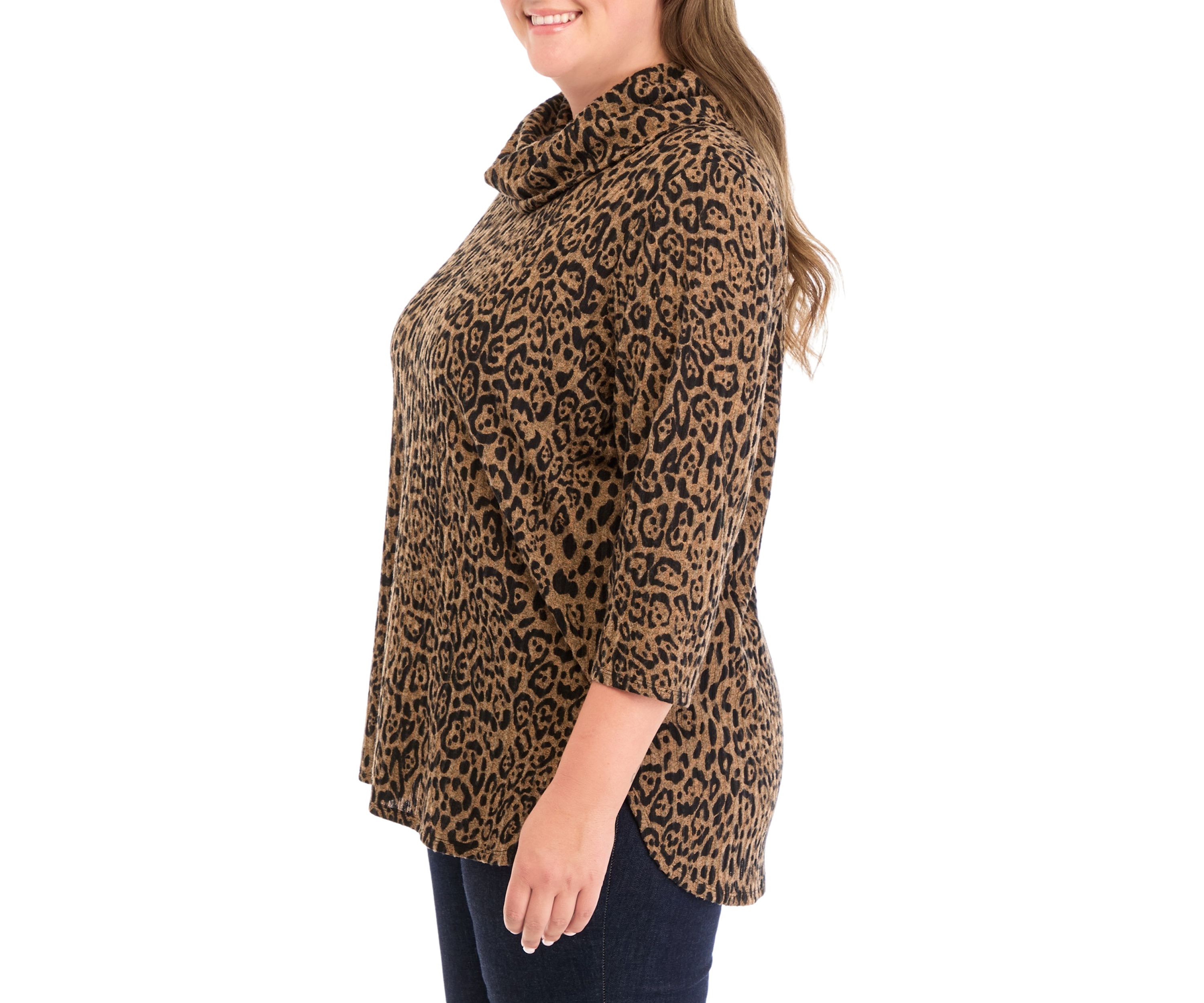 Plus Size Ribbed Knit Printed Hacci Sweater