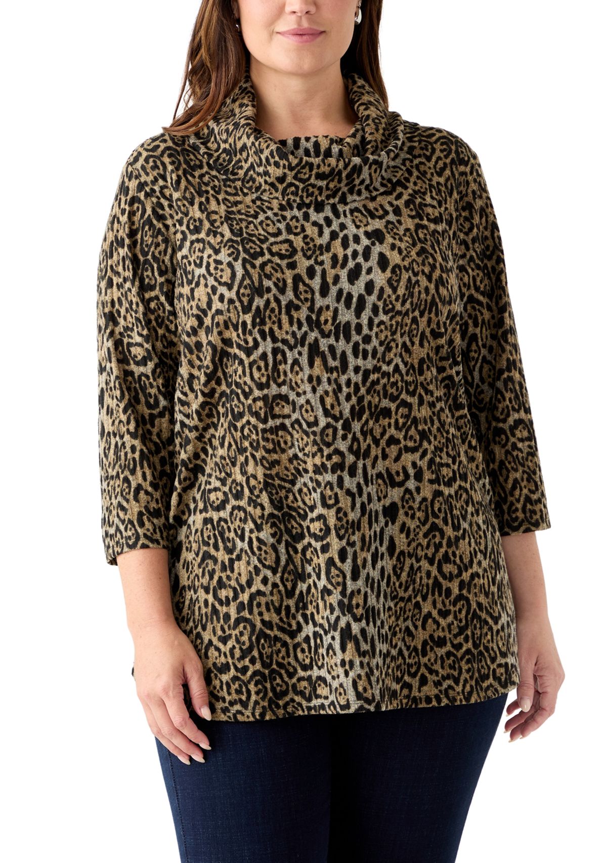 Plus Size Cowl Neck Hacci Top