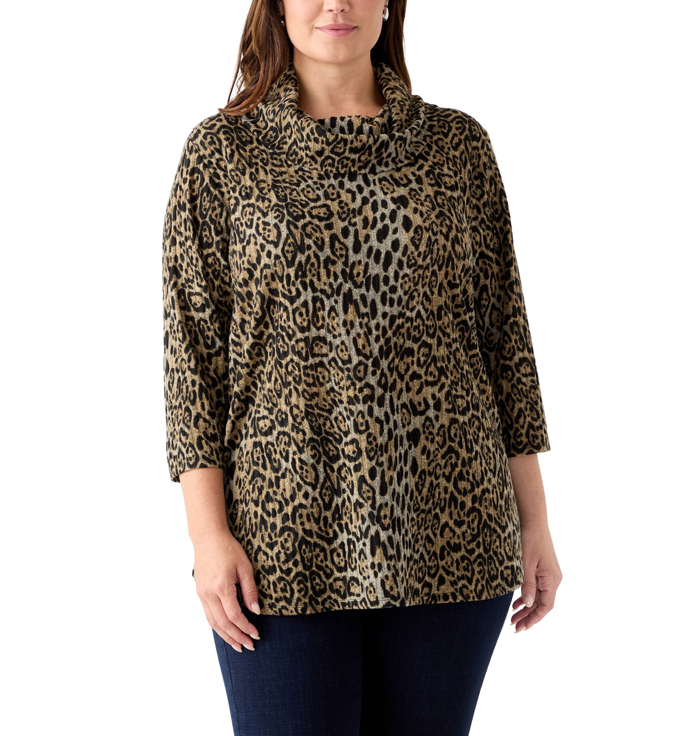 Plus Size Cowl Neck Hacci Top