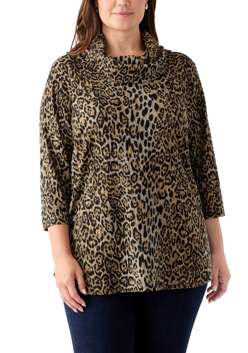 Plus Size Cowl Neck Hacci Top