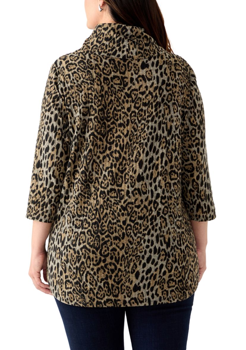 Plus Size Cowl Neck Hacci Top