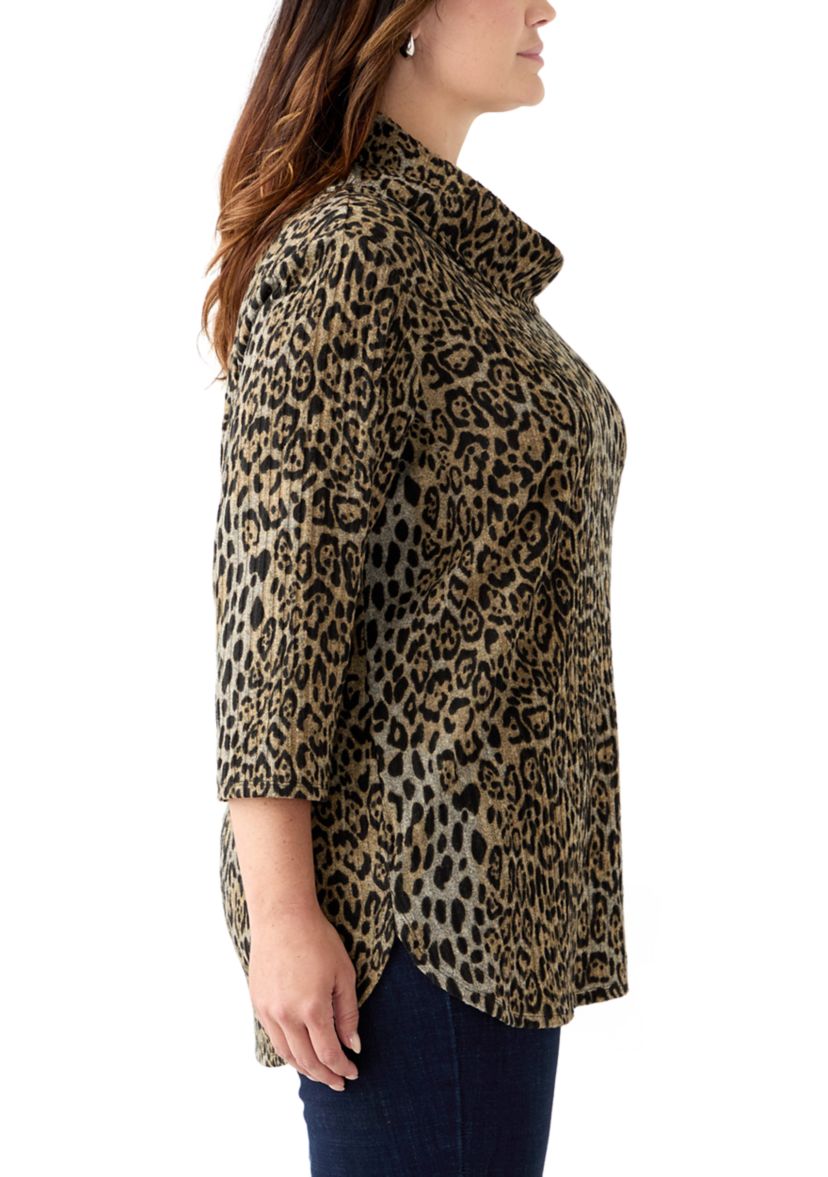 Plus Size Cowl Neck Hacci Top