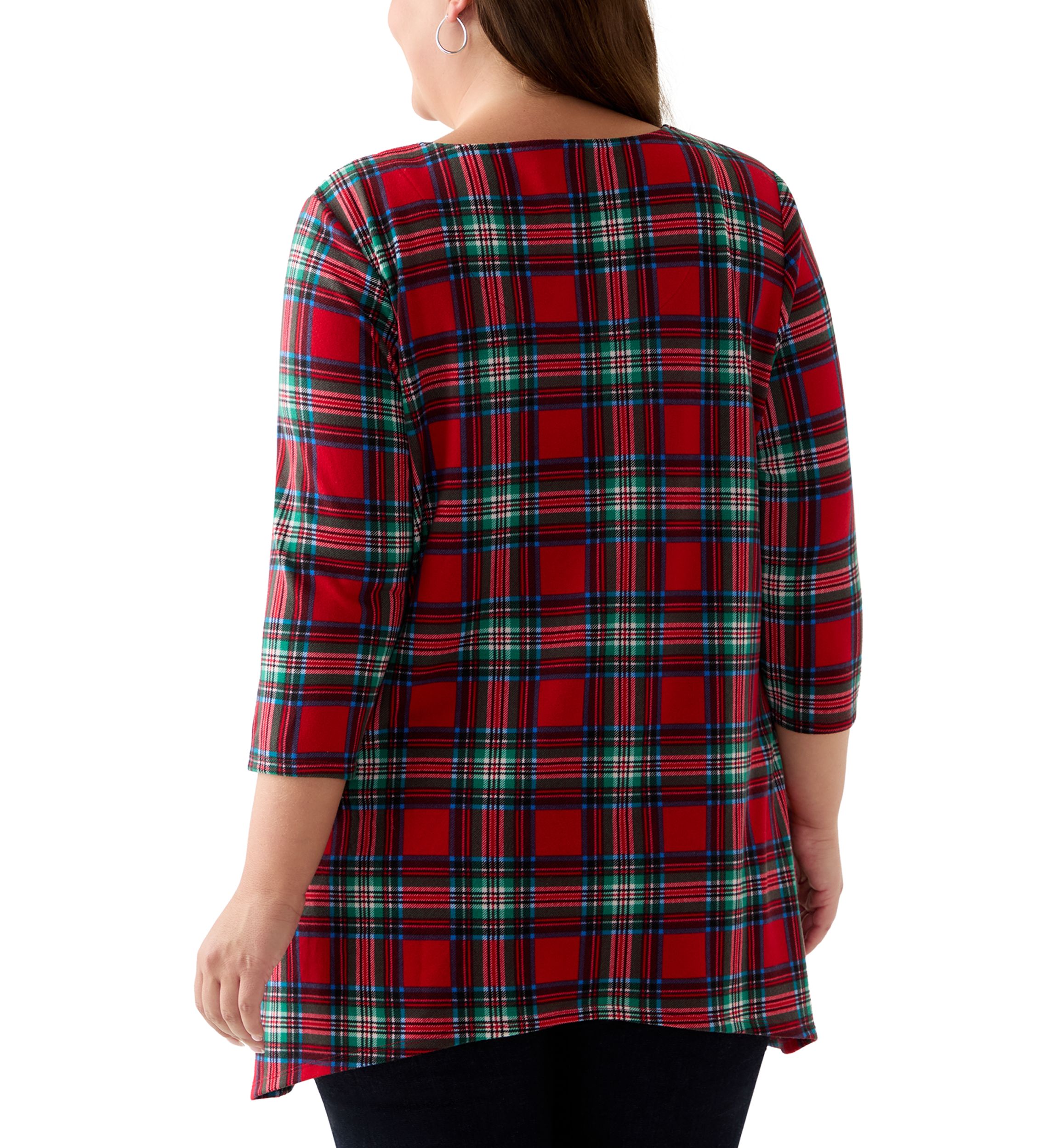 Plus Size 3/4 Sleeve Sharkbite Hacci Henley Shirt