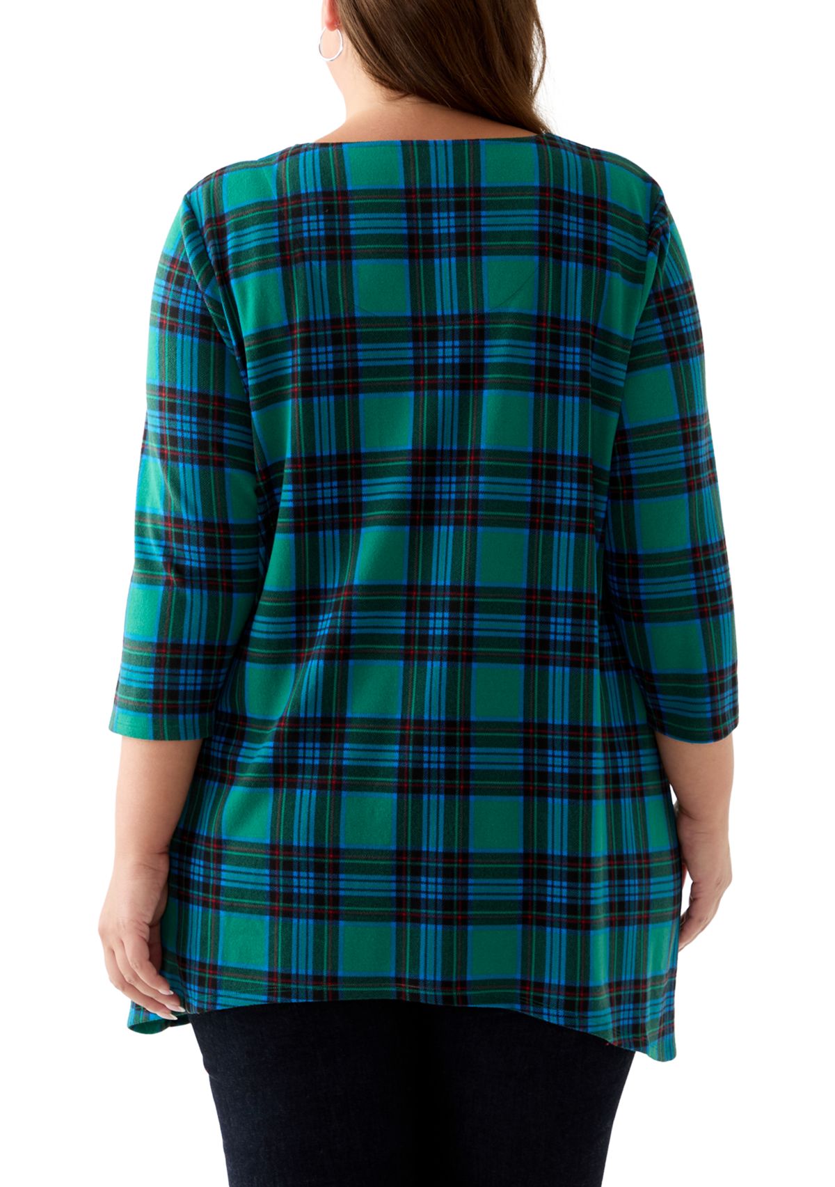 Plus Size 3/4 Sleeve Hacci Sharkbite Henley Top