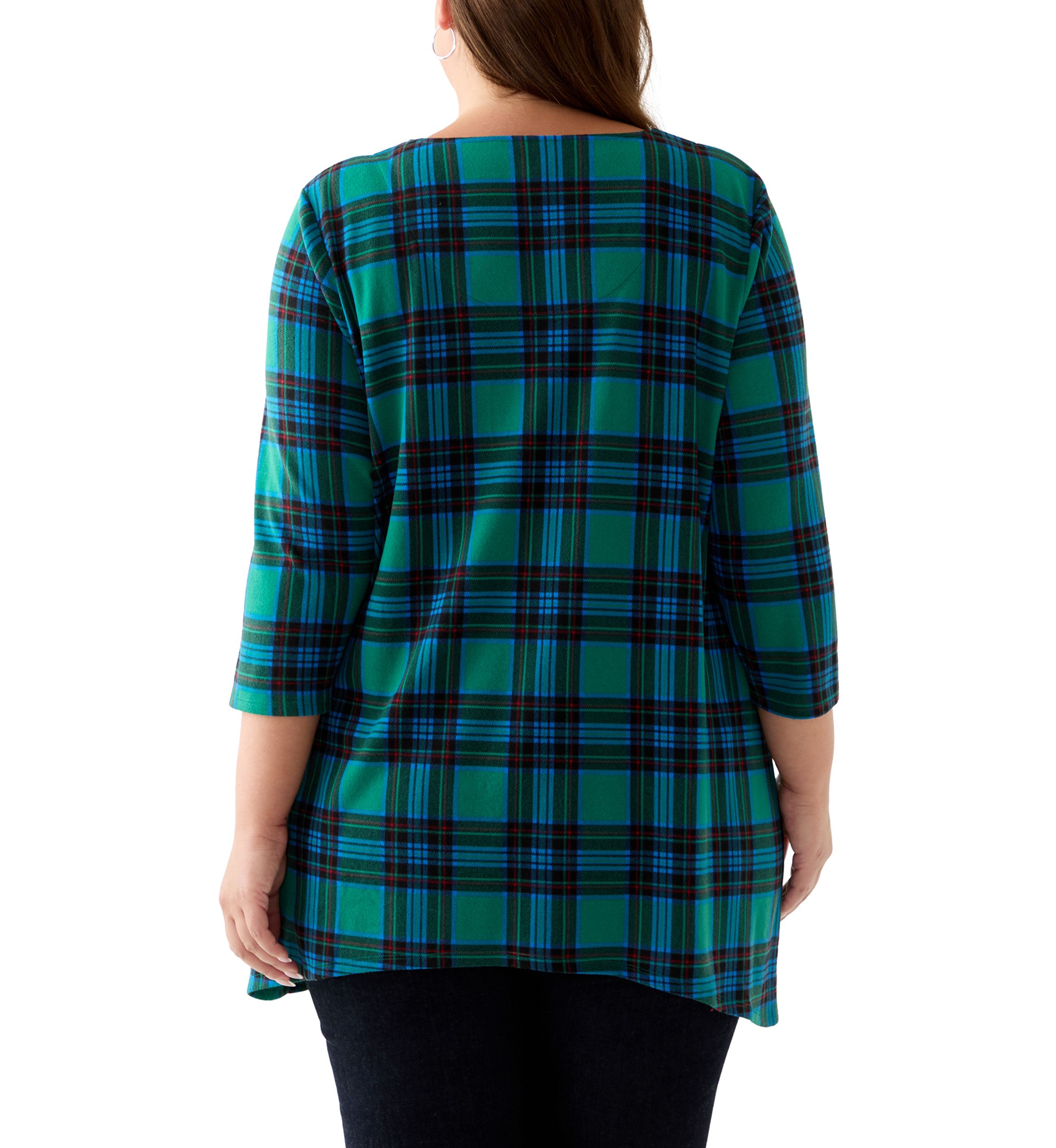 Plus Size 3/4 Sleeve Hacci Sharkbite Henley Top