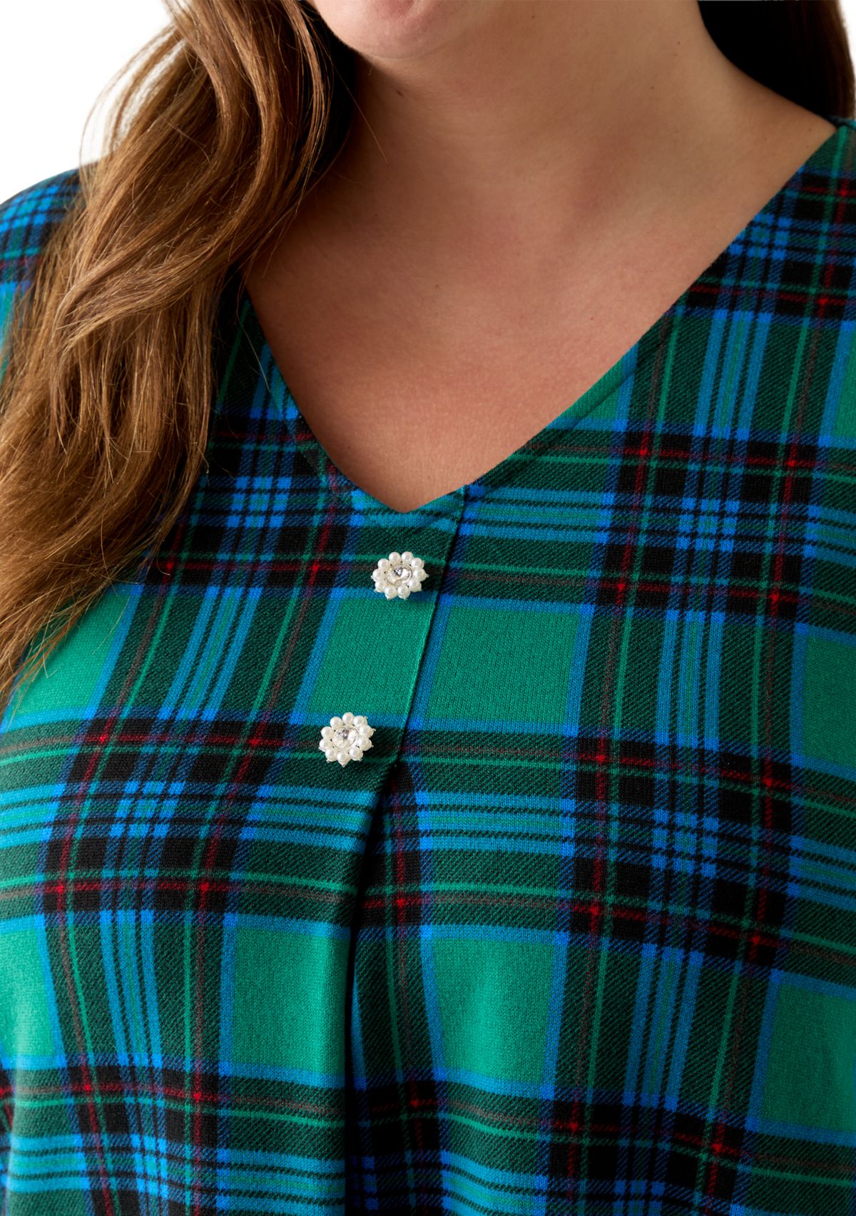 Plus Size 3/4 Sleeve Hacci Sharkbite Henley Top