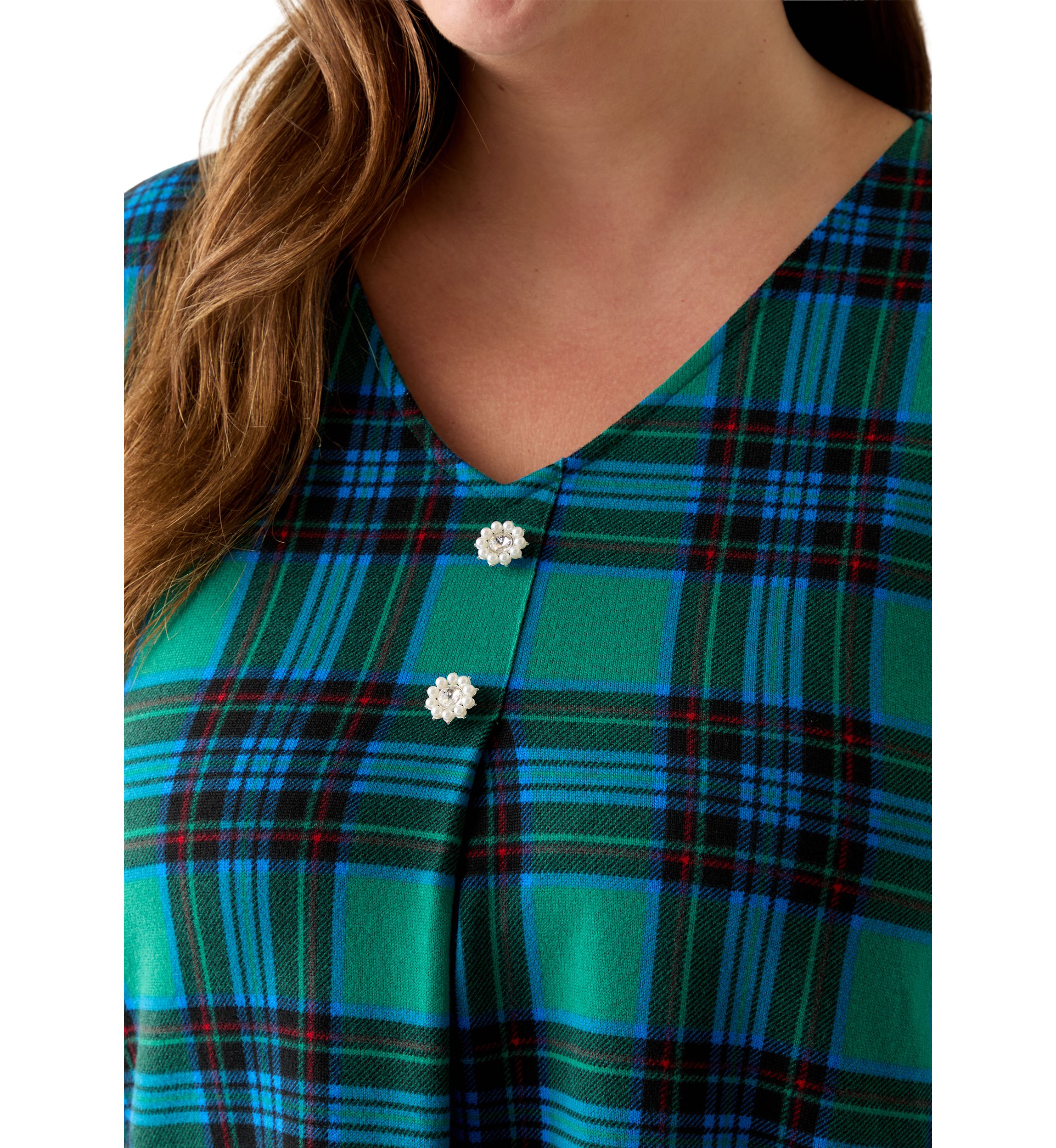 Plus Size 3/4 Sleeve Hacci Sharkbite Henley Top