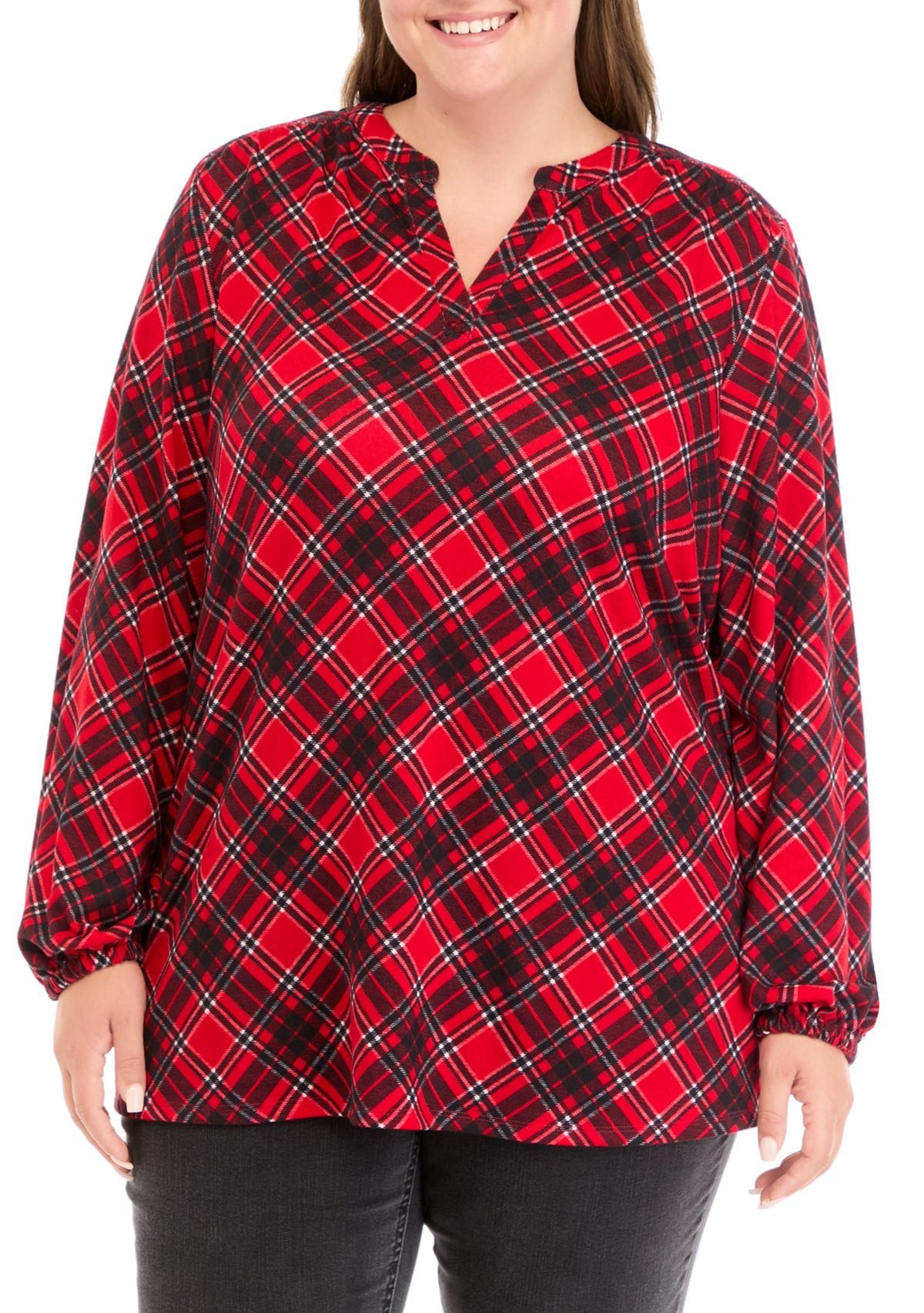 Plus Size Hacci Knit Printed Top