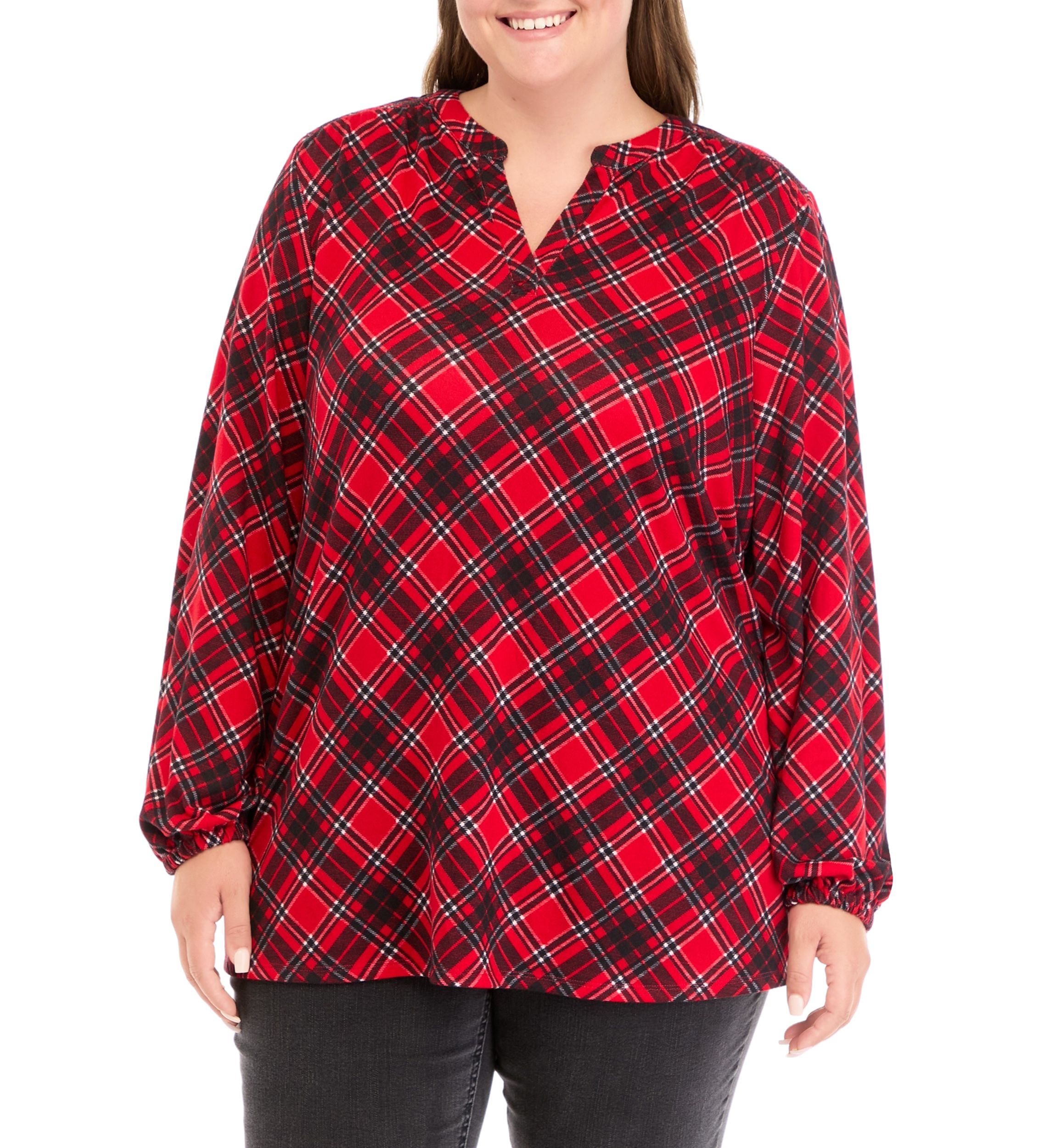 Plus Size Hacci Knit Printed Top