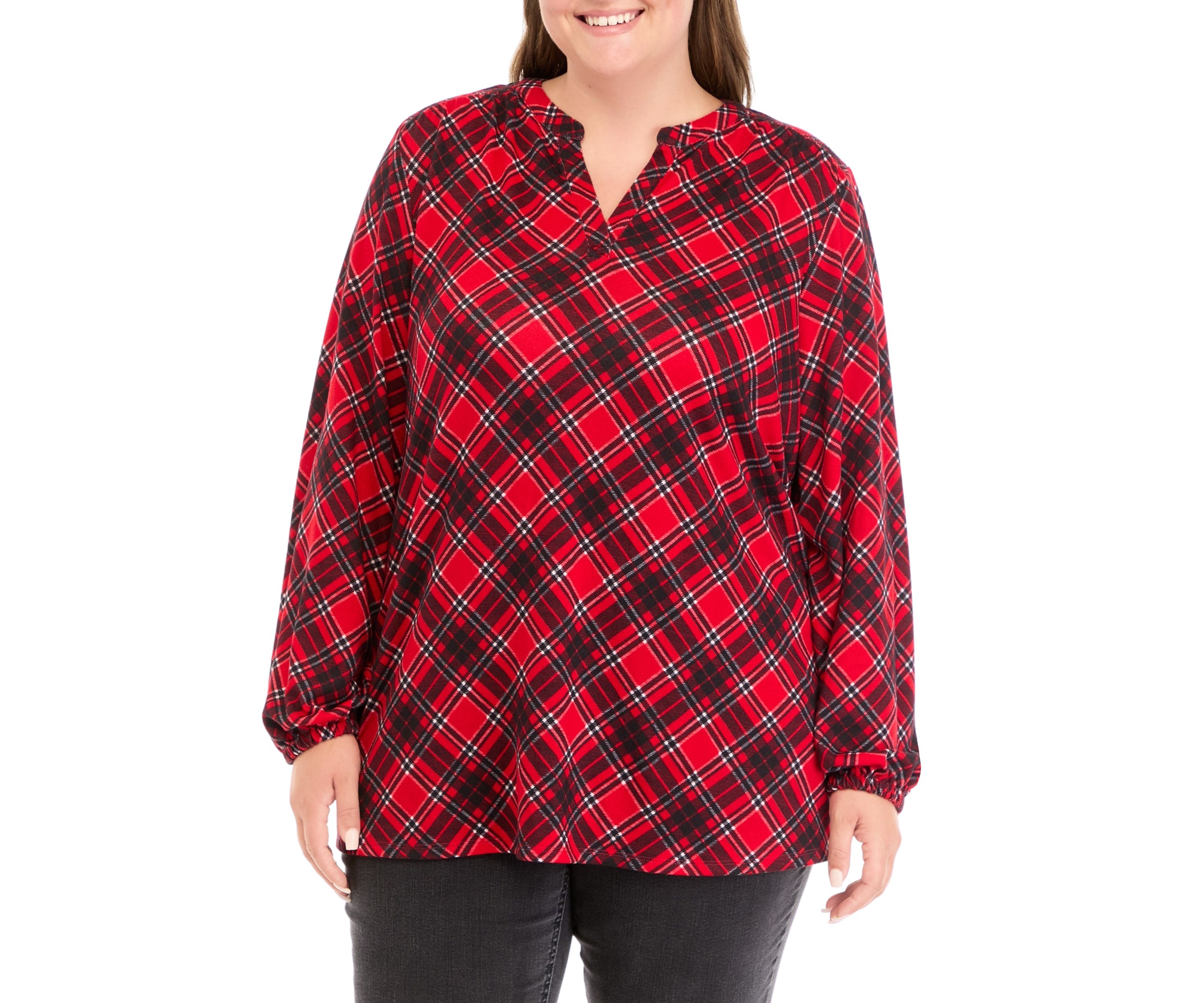 Plus Size Hacci Knit Printed Top