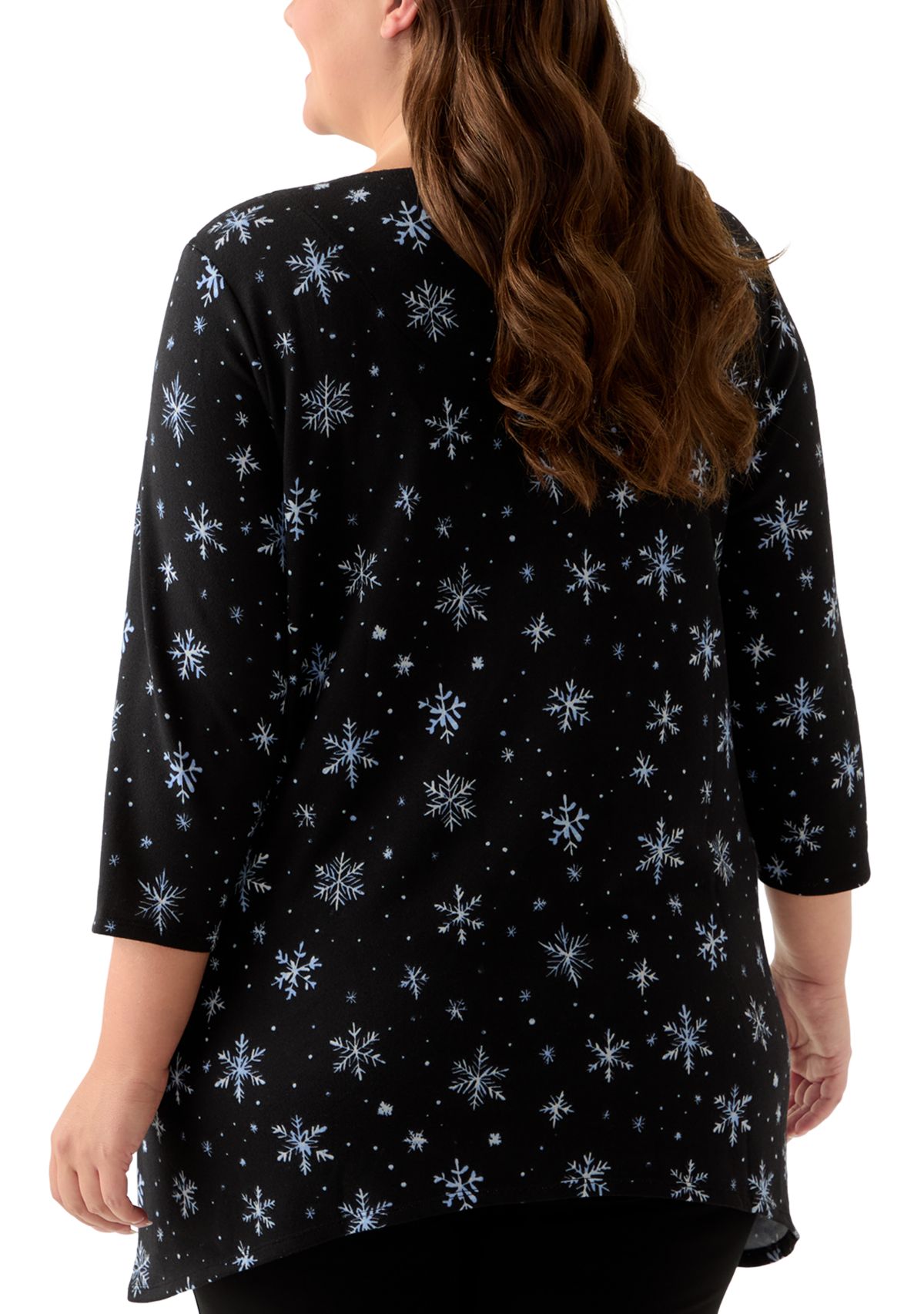 Plus Size 3/4 Sleeve Hacci Sharkbite Henley Top