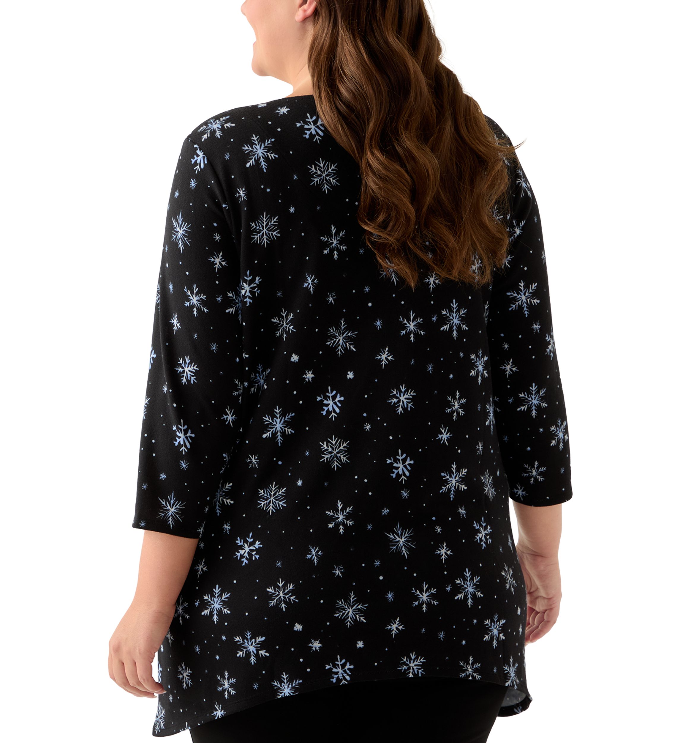 Plus Size 3/4 Sleeve Hacci Sharkbite Henley Top