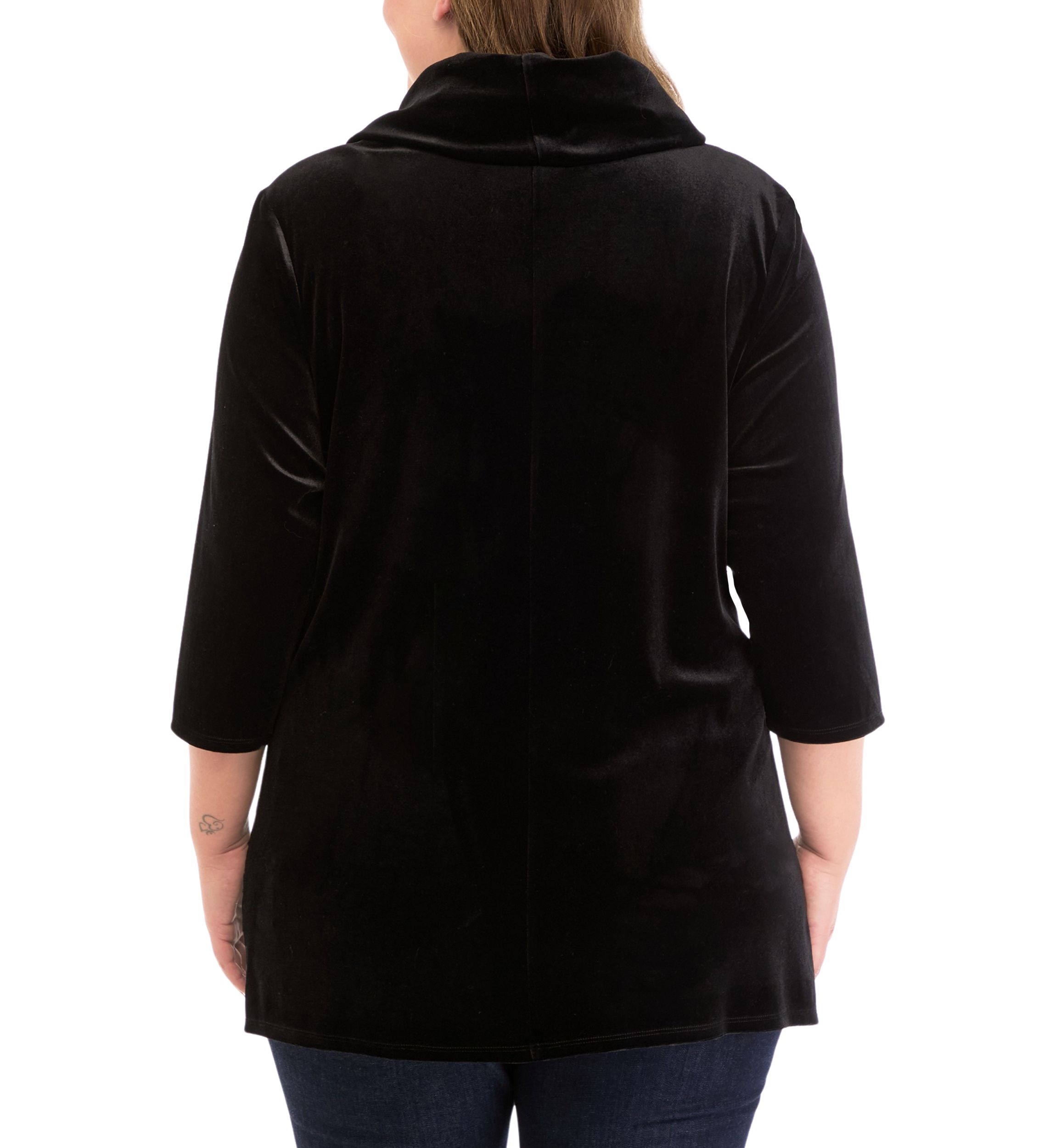 Plus Size Velvet Shark Bite Hem Shirt 