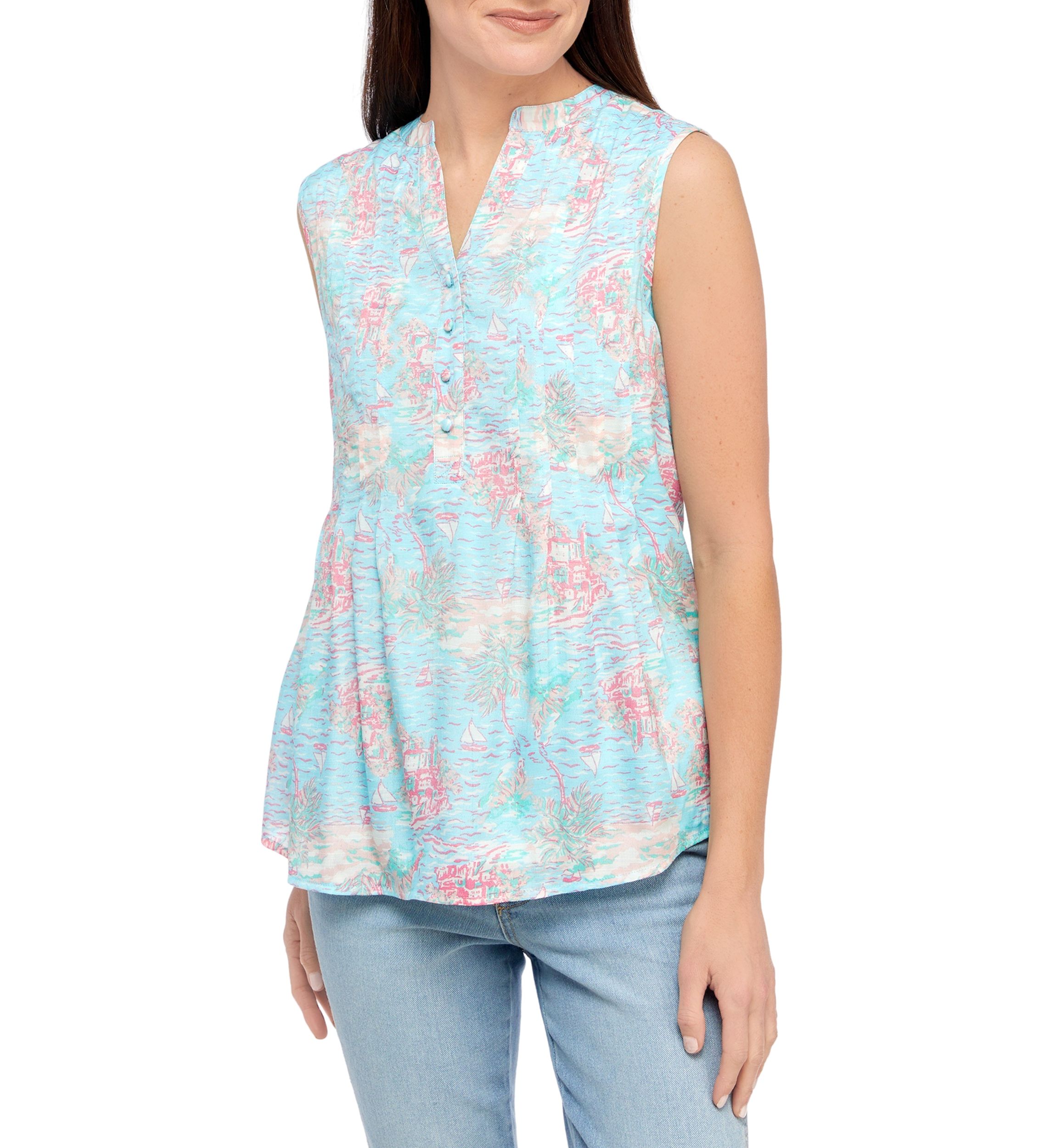Petite Sleeveless Printed Top