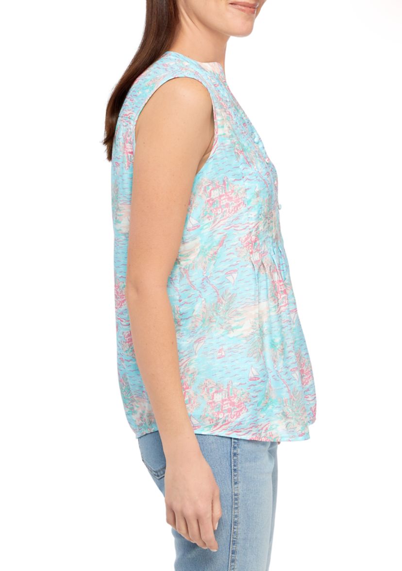 Petite Sleeveless Printed Top