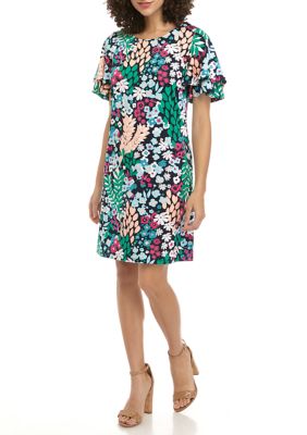 Kim Rogers® Petite Flutter Sleeve Fall Foliage Dress | belk