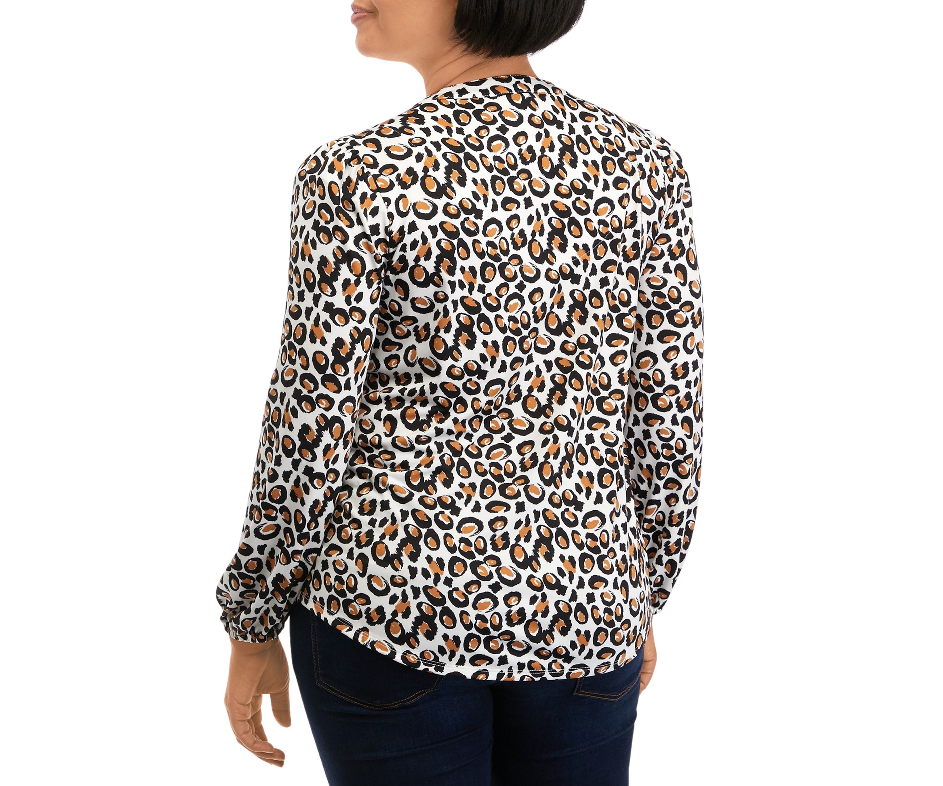 Petite Knit Animal Printed Blouse