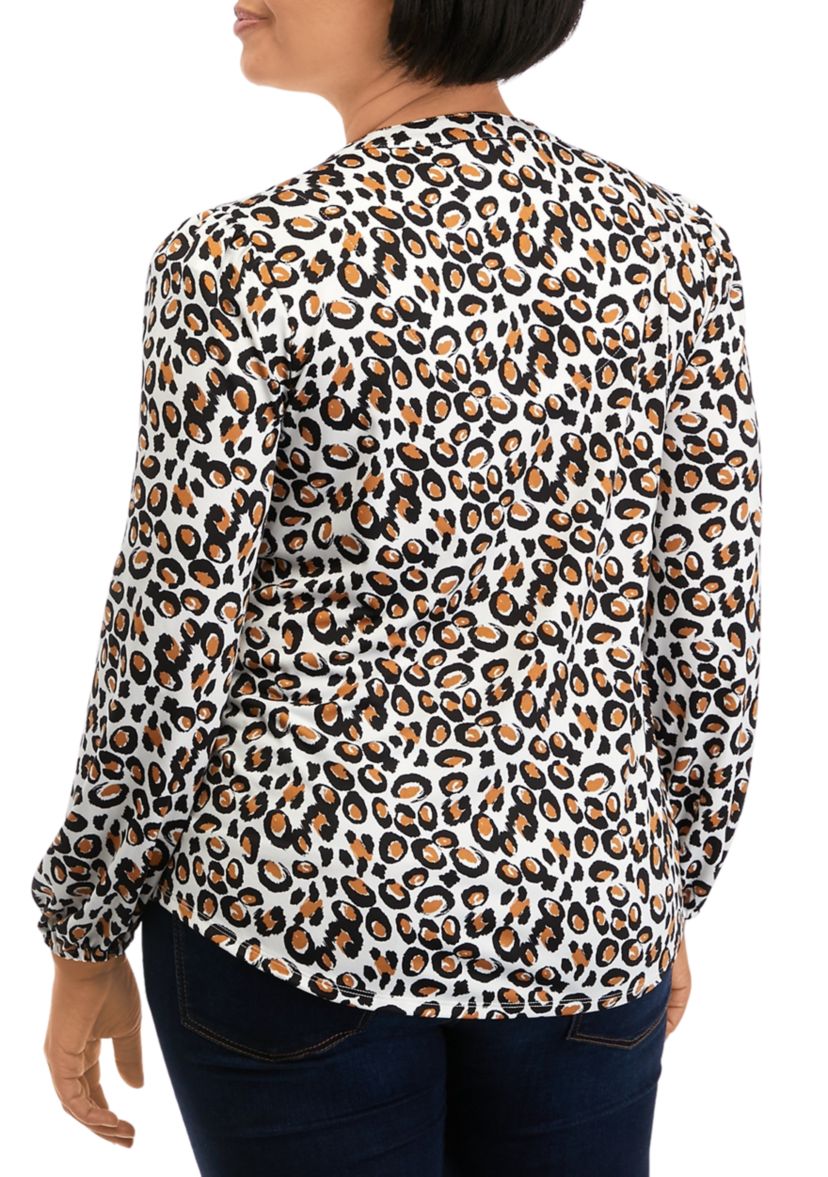 Petite Knit Animal Printed Blouse