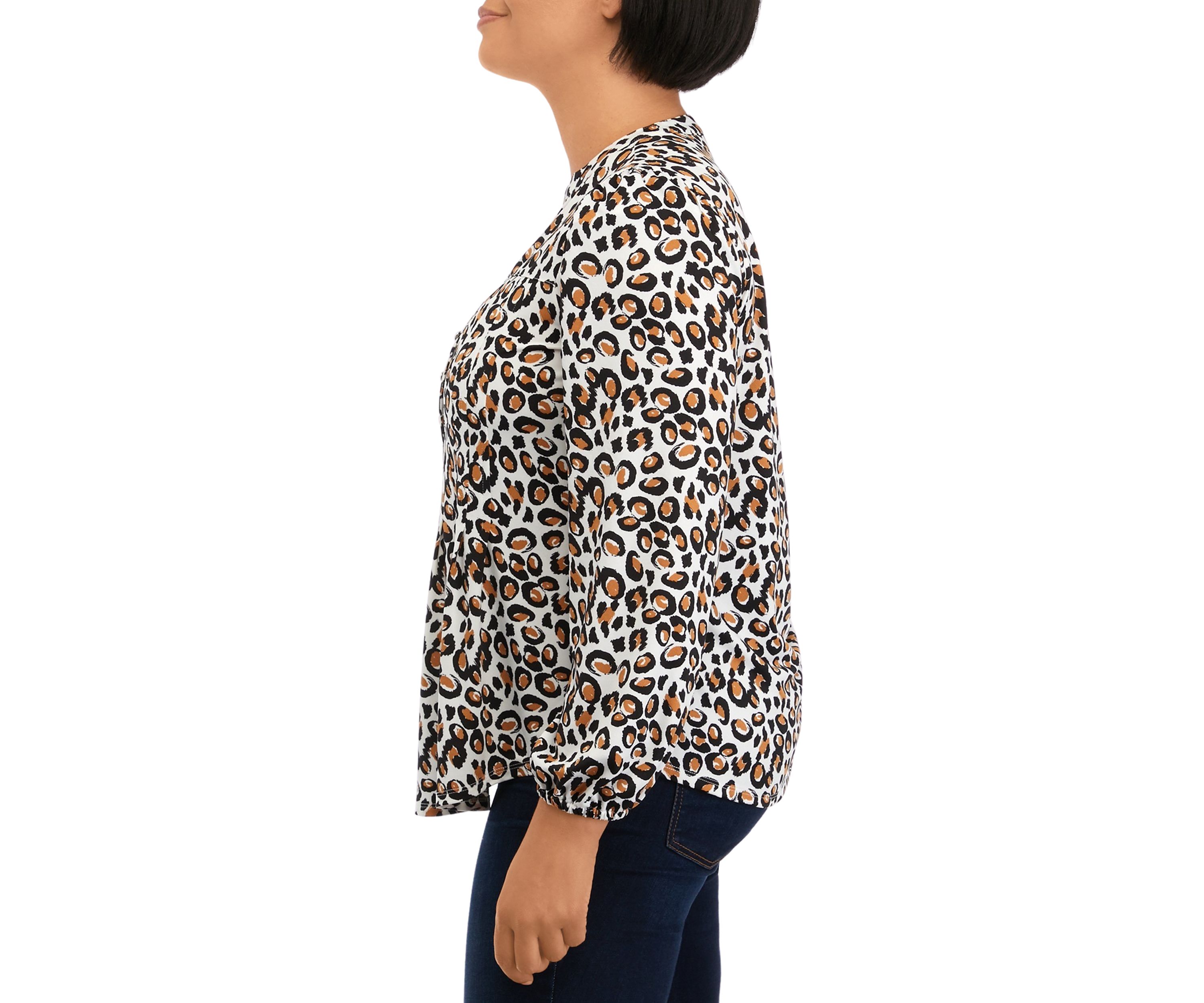 Petite Knit Animal Printed Blouse
