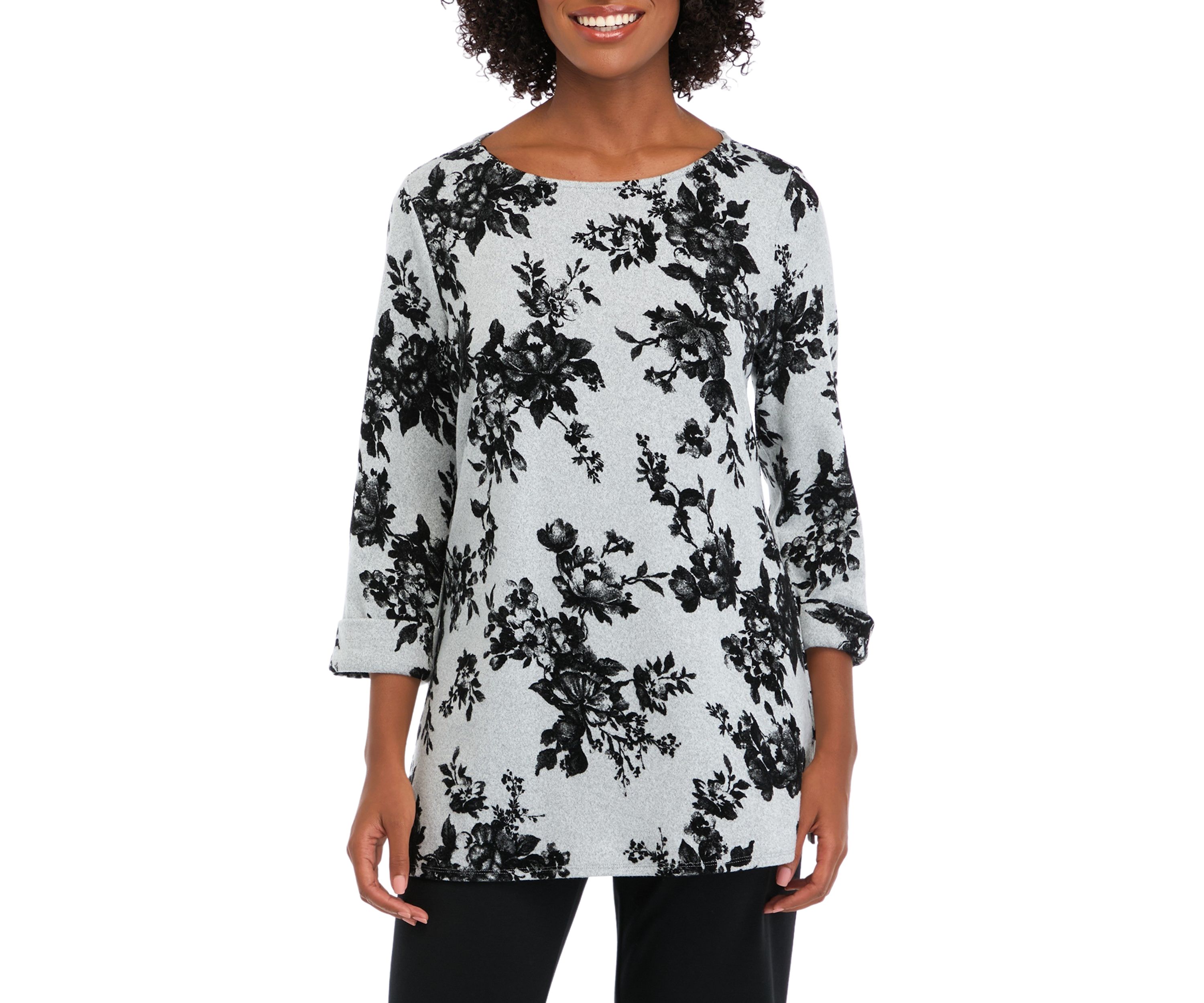 Petite 3/4 Sleeve Printed Swing Top