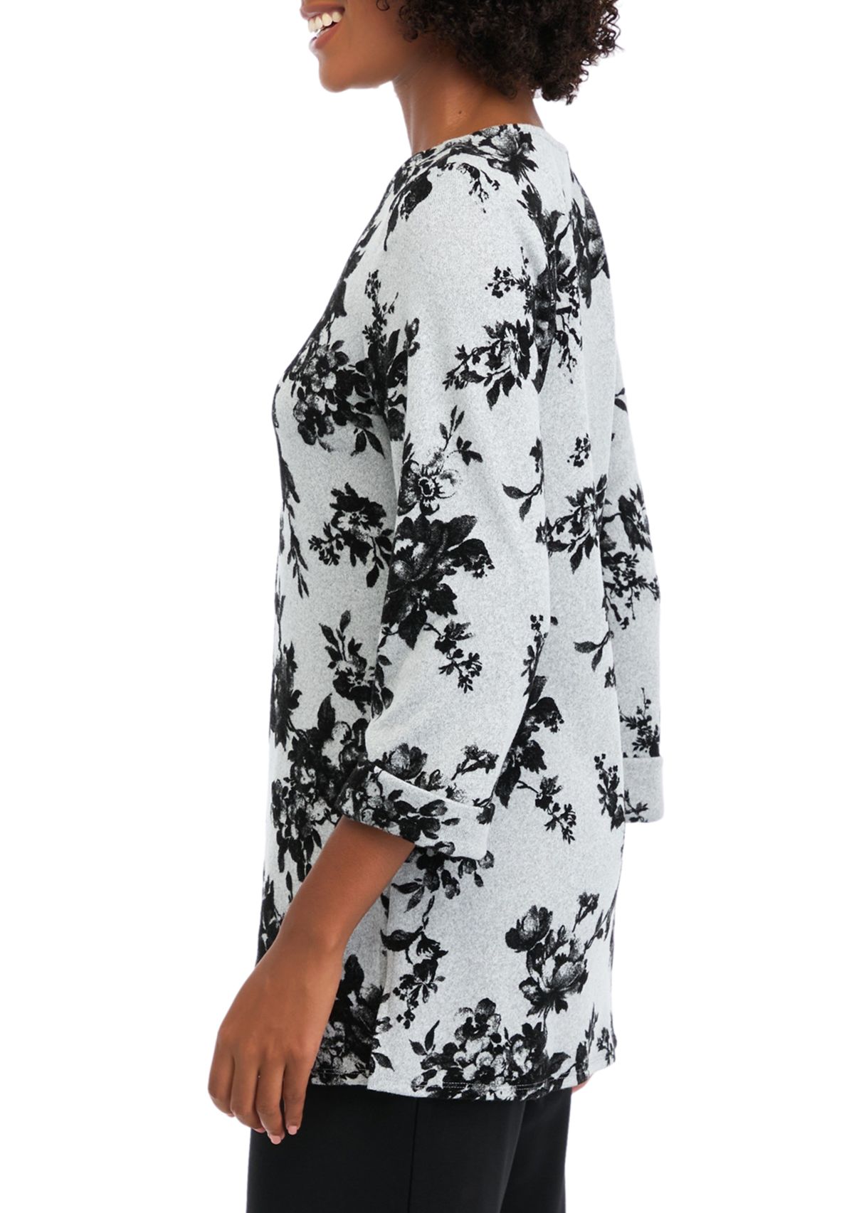 Petite 3/4 Sleeve Printed Swing Top