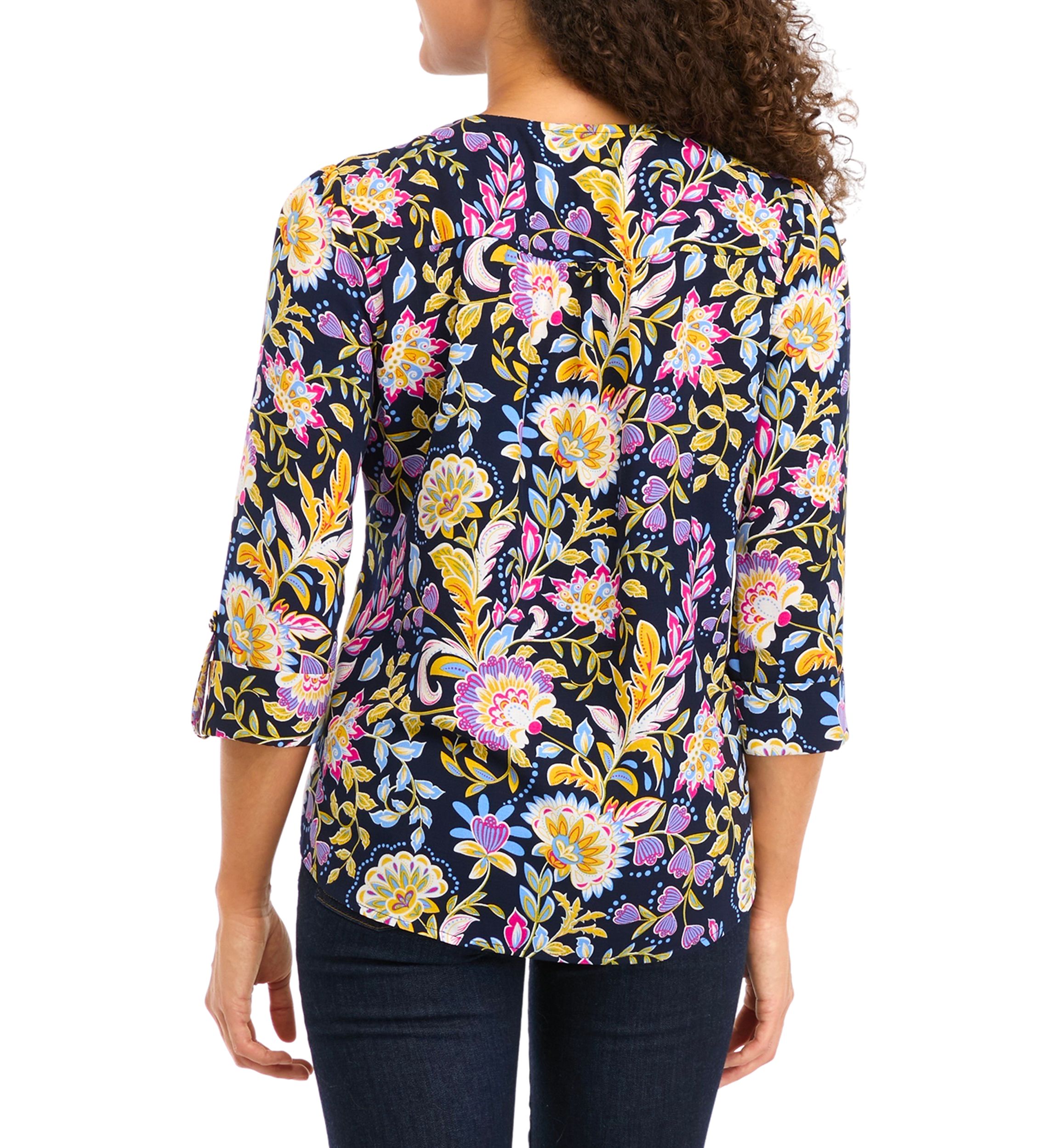 Petite Tassel Henley Woven Printed Shirt