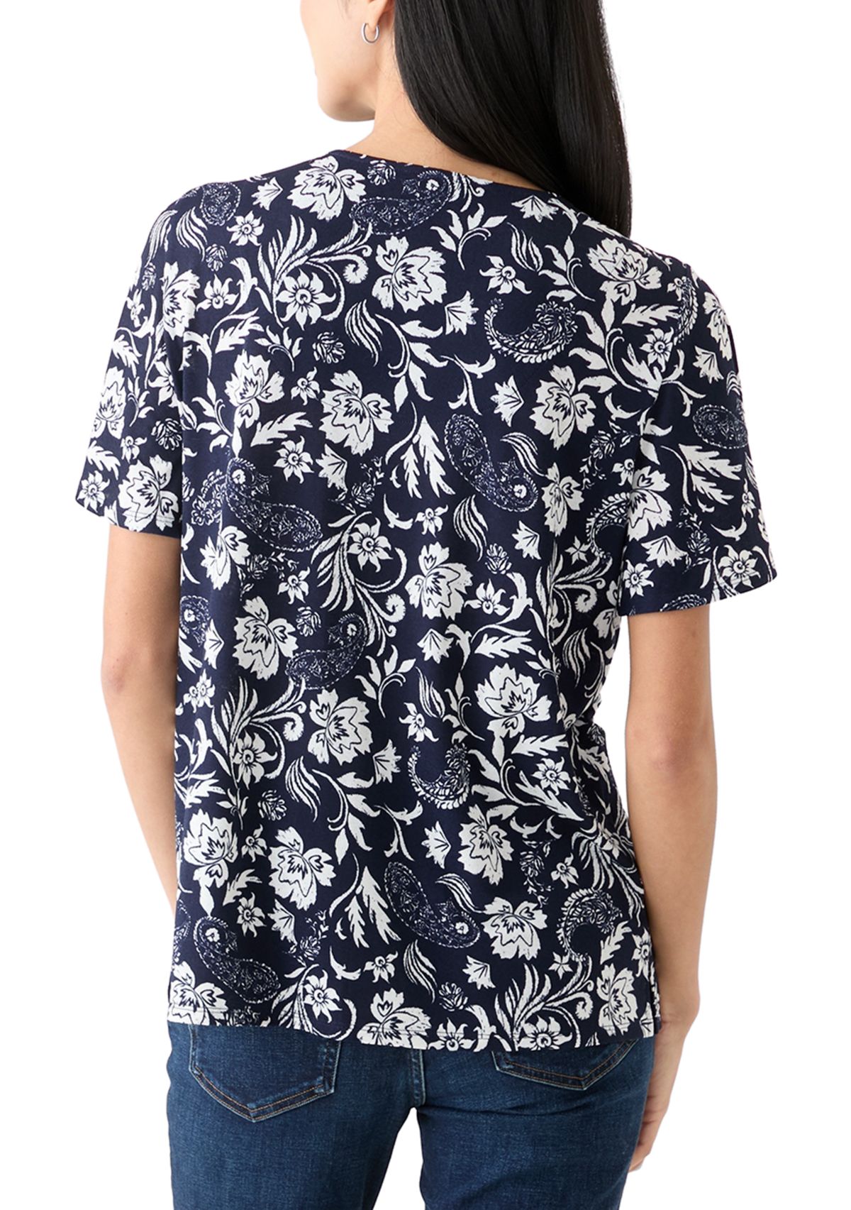 Petite Printed V-Neck Top