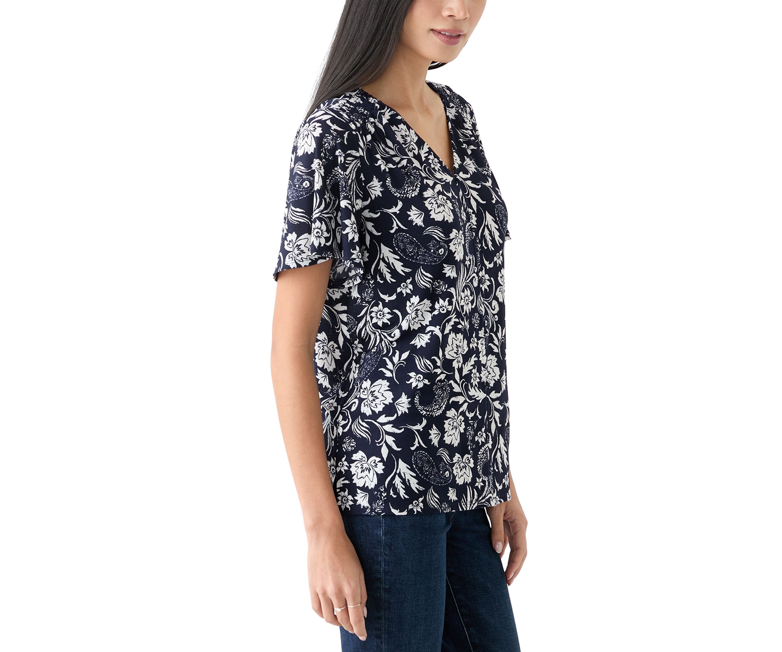 Petite Printed V-Neck Top