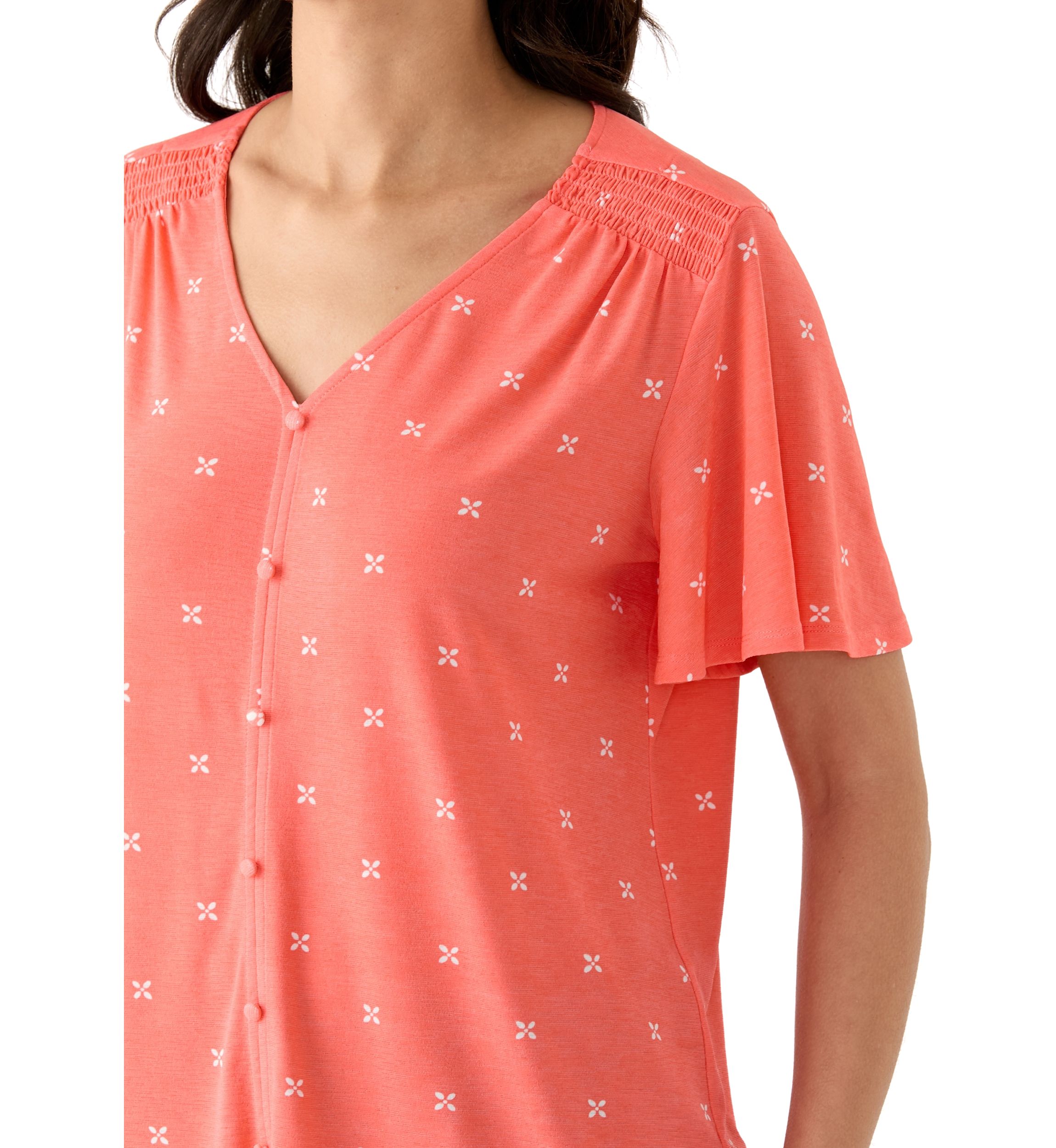 Petite Flutter Sleeve V-Neck T-Shirt