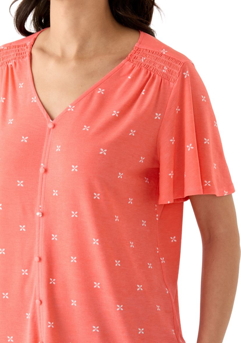 Petite Flutter Sleeve V-Neck T-Shirt