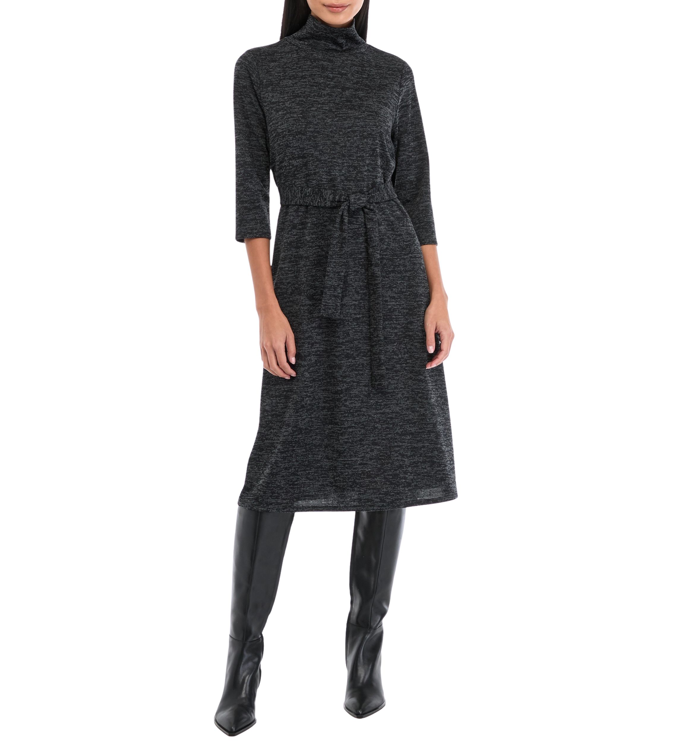Petite 3/4 Sleeve Mock Neck Fashion Dress