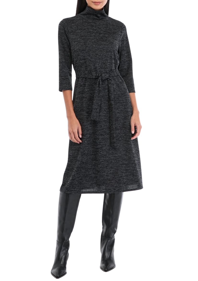Petite 3/4 Sleeve Mock Neck Fashion Dress