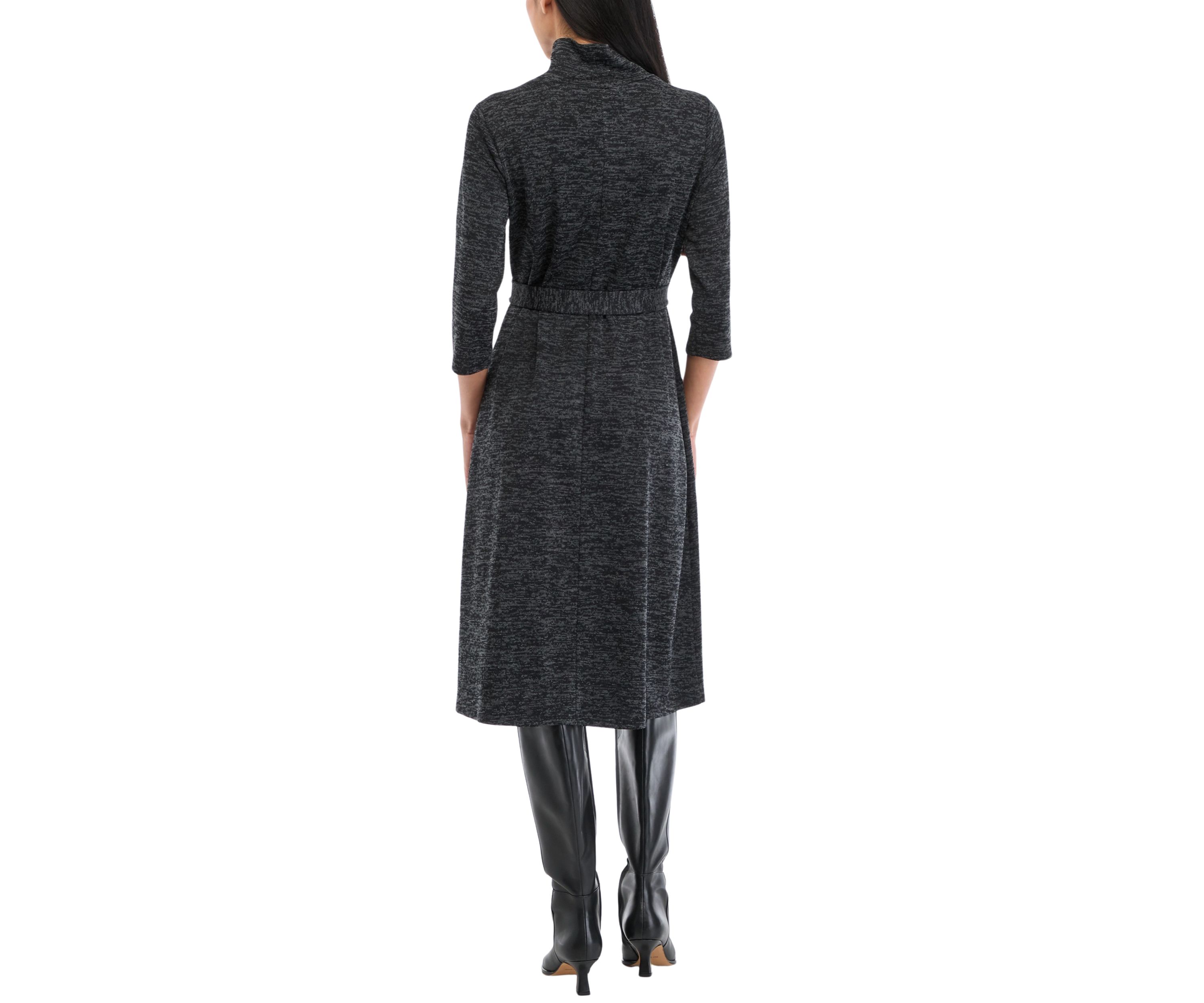 Petite 3/4 Sleeve Mock Neck Fashion Dress