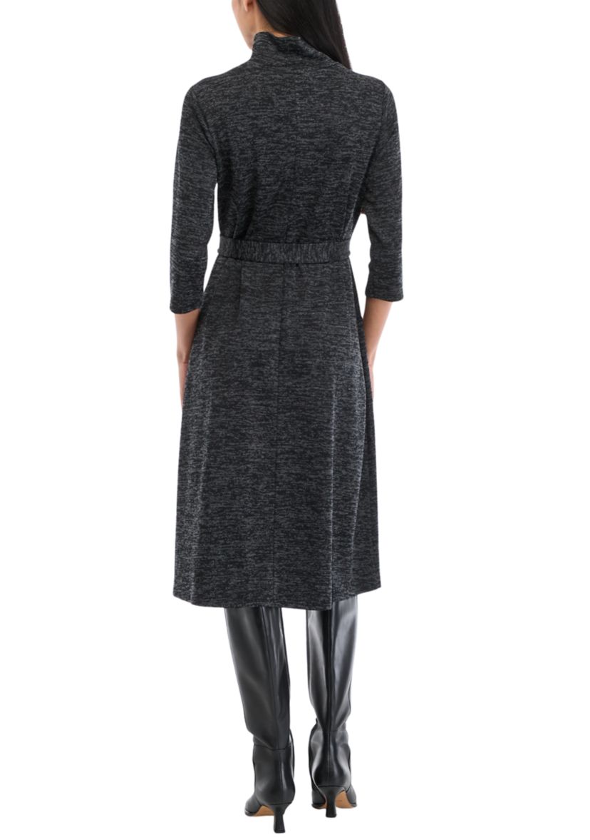 Petite 3/4 Sleeve Mock Neck Fashion Dress