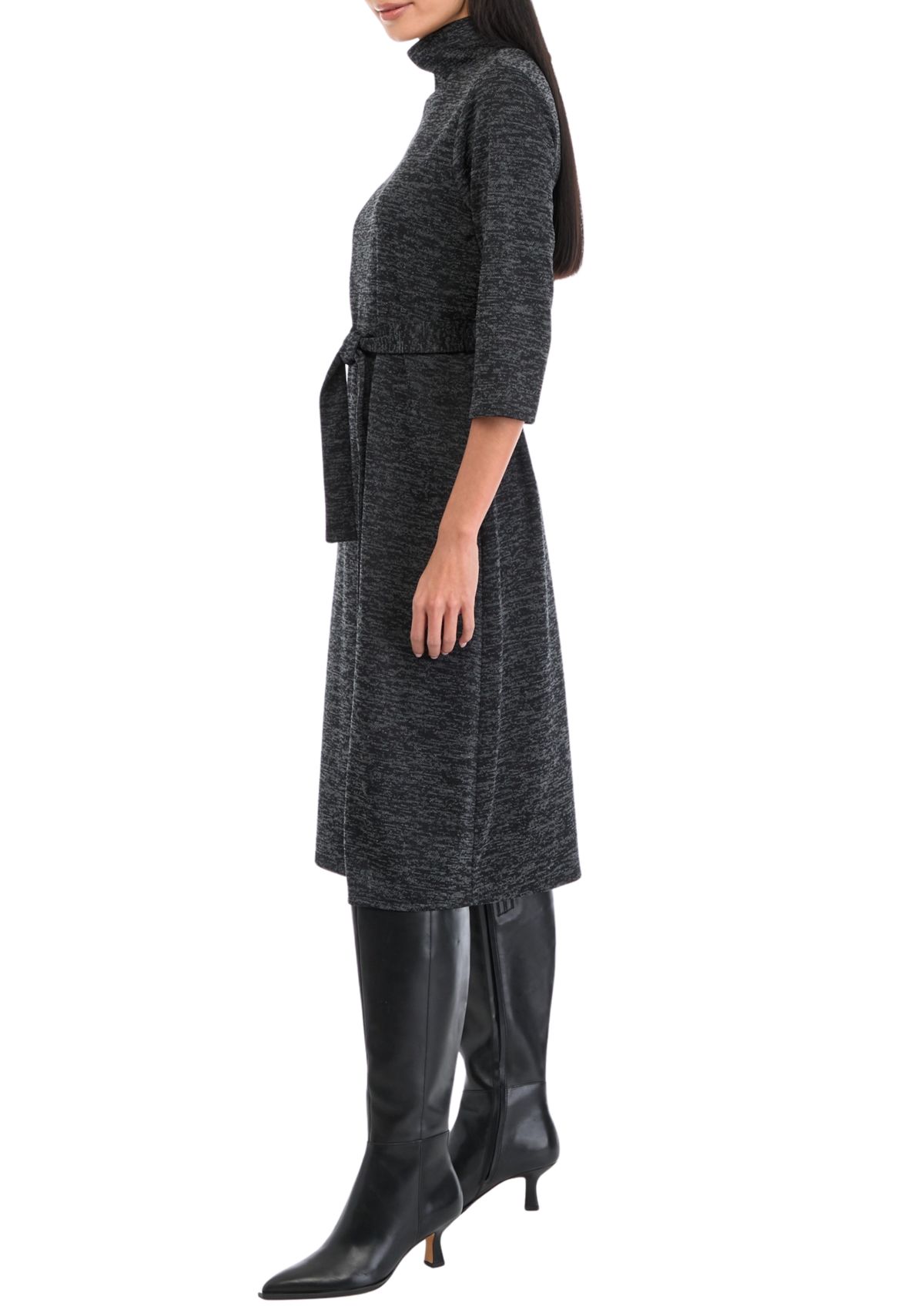 Petite 3/4 Sleeve Mock Neck Fashion Dress