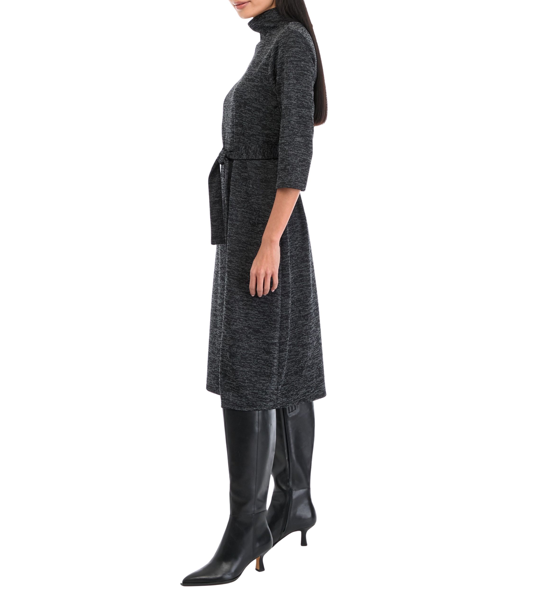 Petite 3/4 Sleeve Mock Neck Fashion Dress