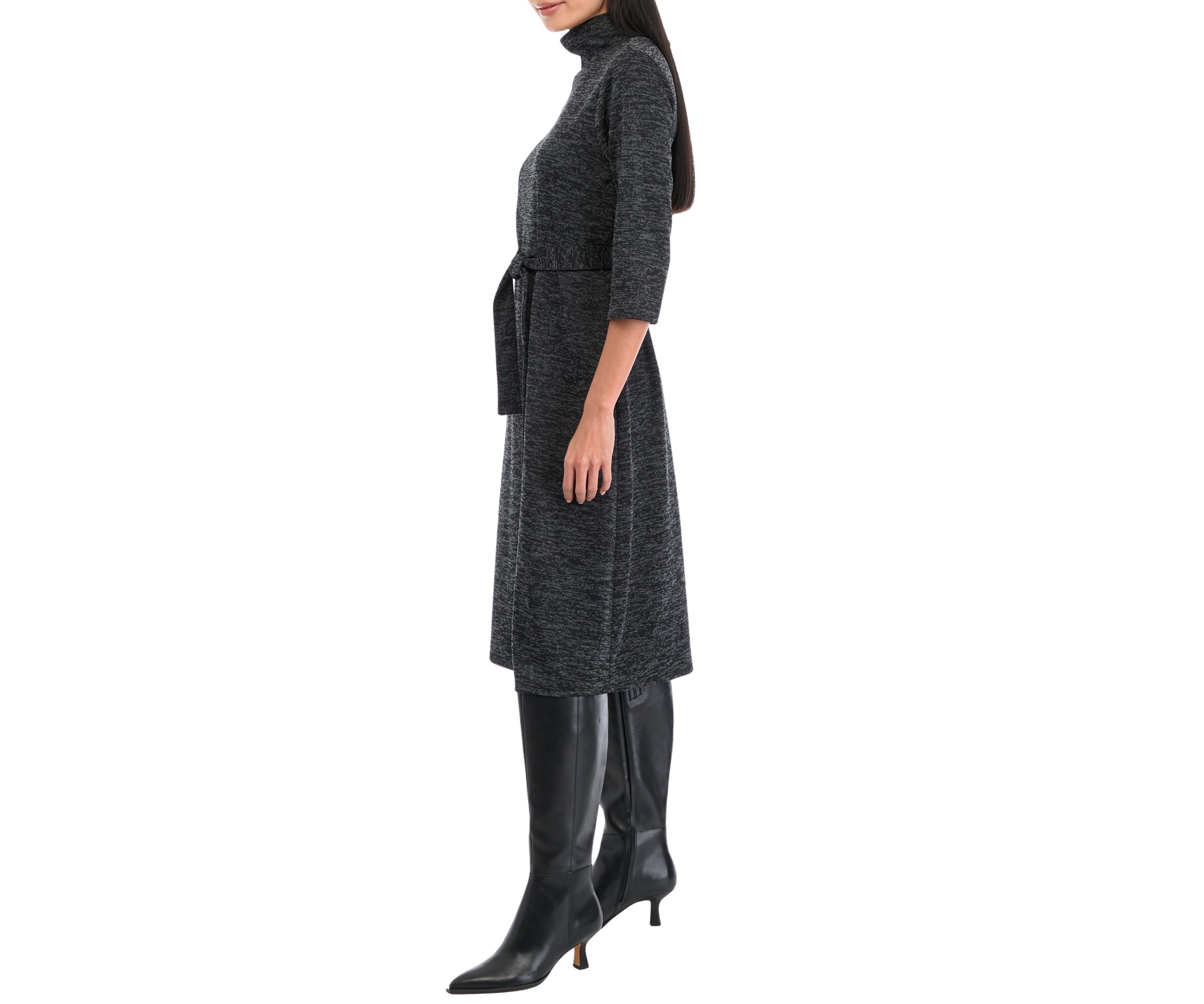 Petite 3/4 Sleeve Mock Neck Fashion Dress