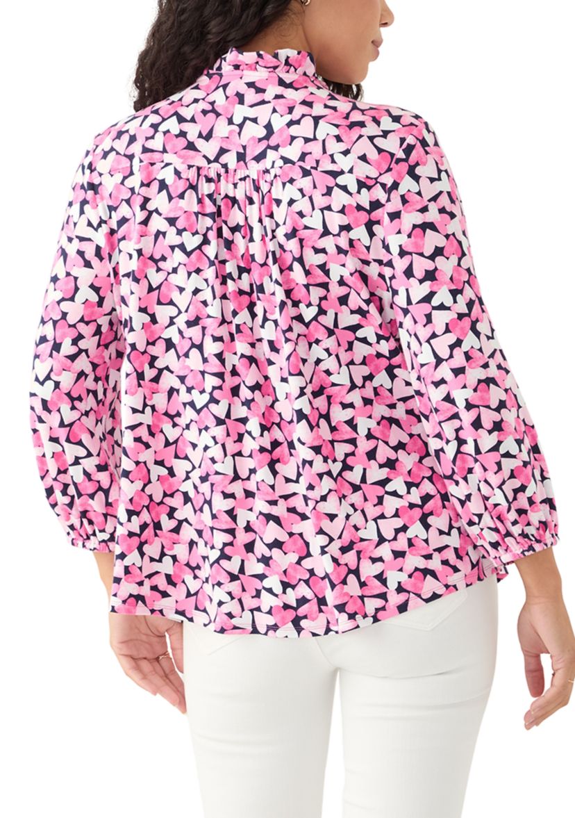 Petite Knit Henley Shirt 