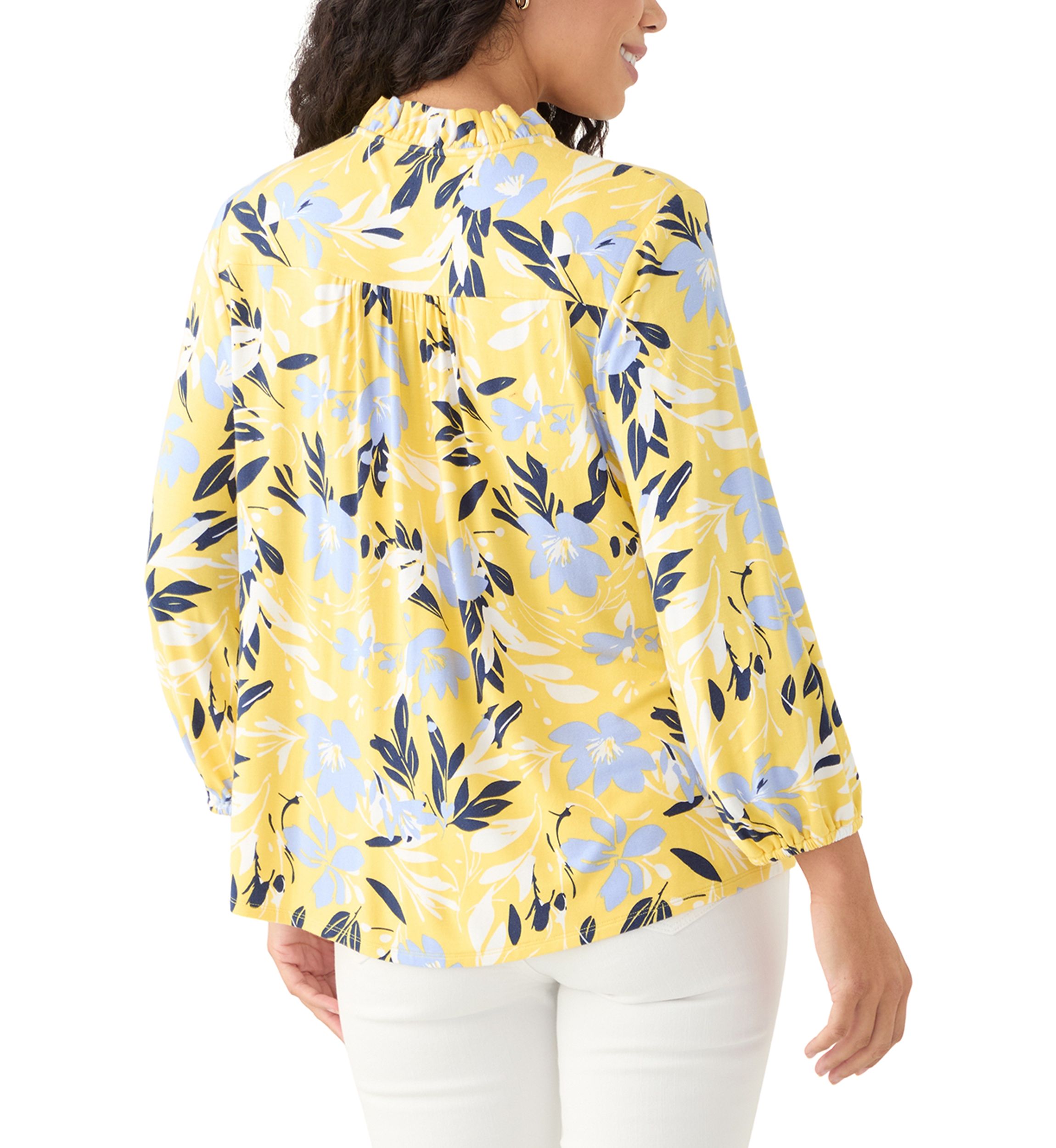 Petite Printed Knit Henley Shirt 