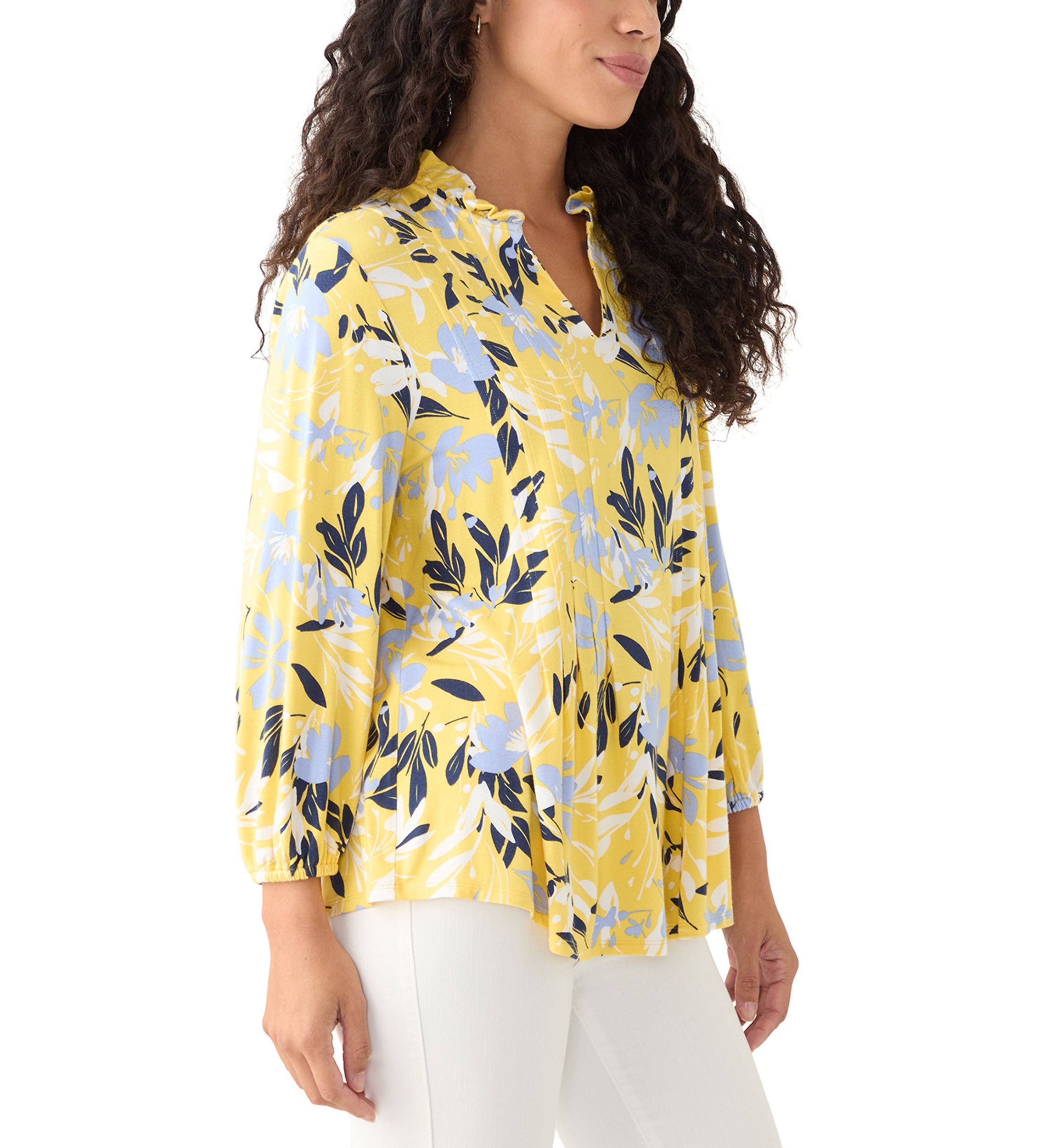 Petite Printed Knit Henley Shirt 