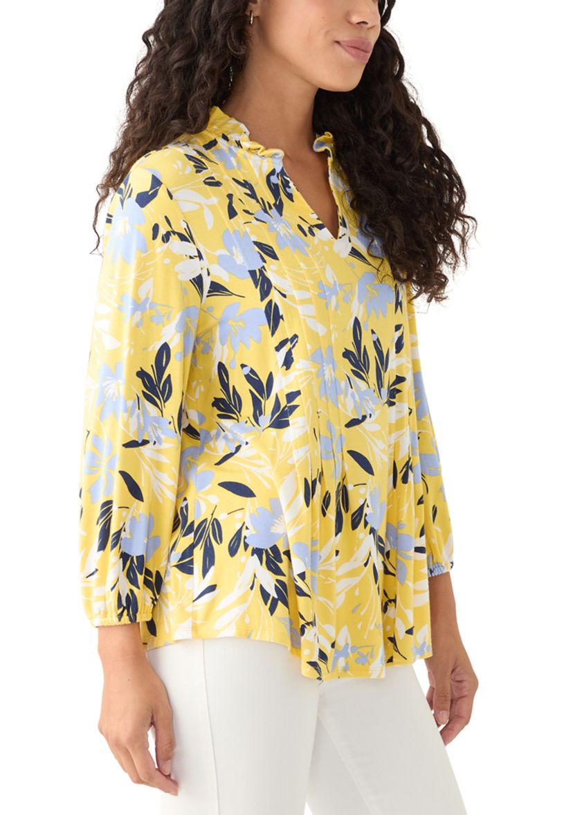 Petite Printed Knit Henley Shirt 