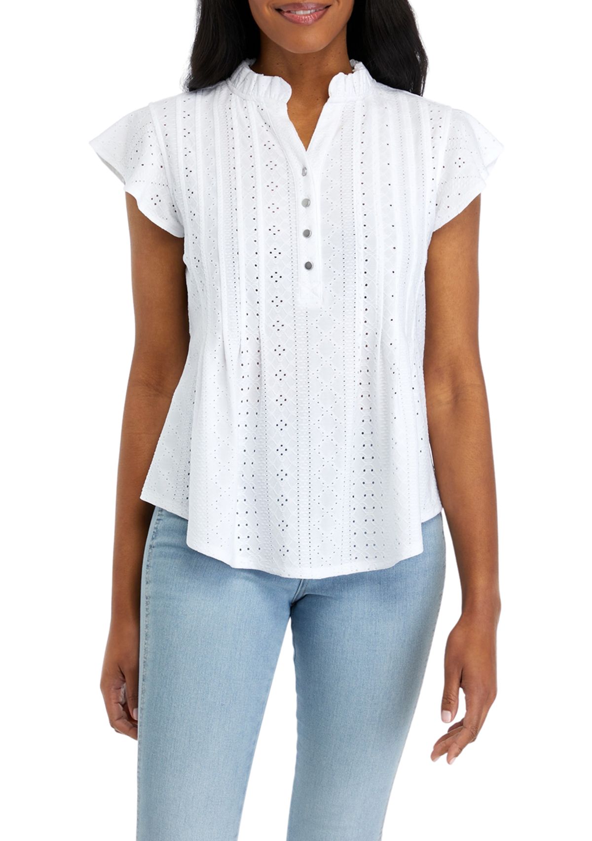 Petite Eyelet Knit Top