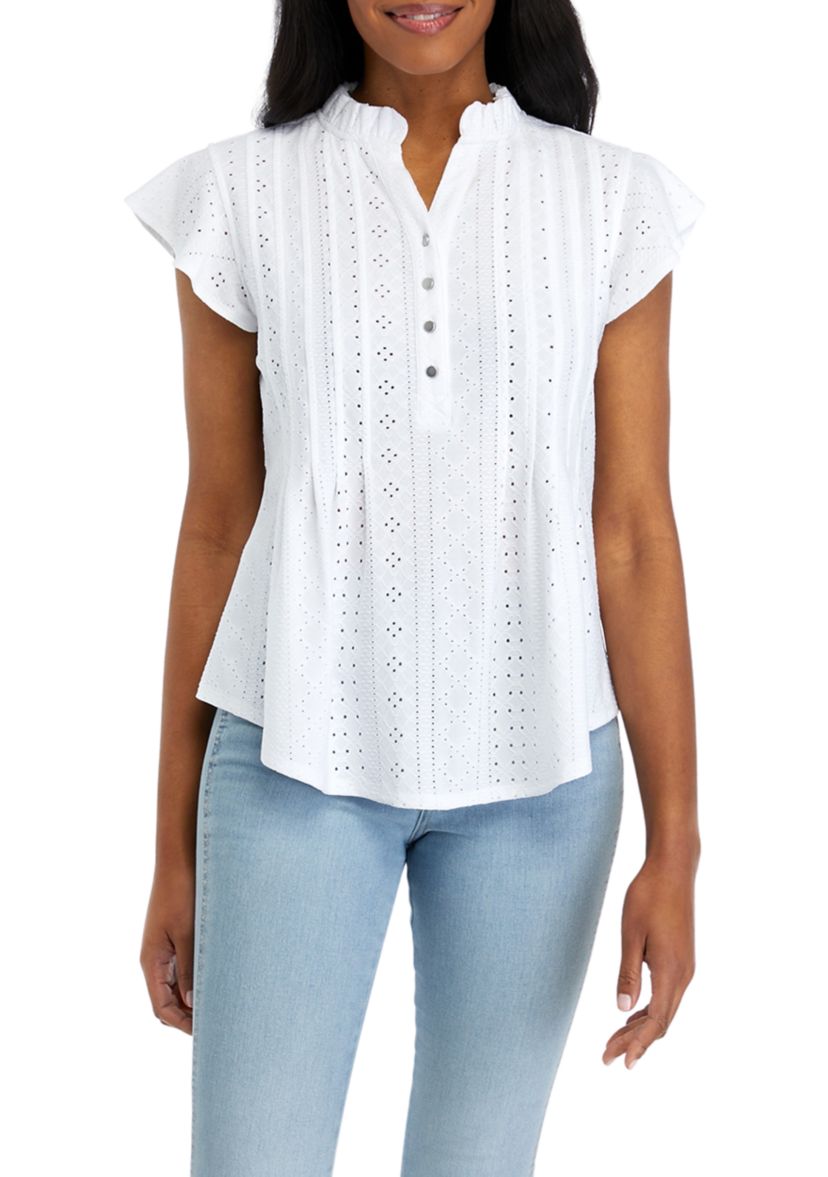 Petite Eyelet Knit Top
