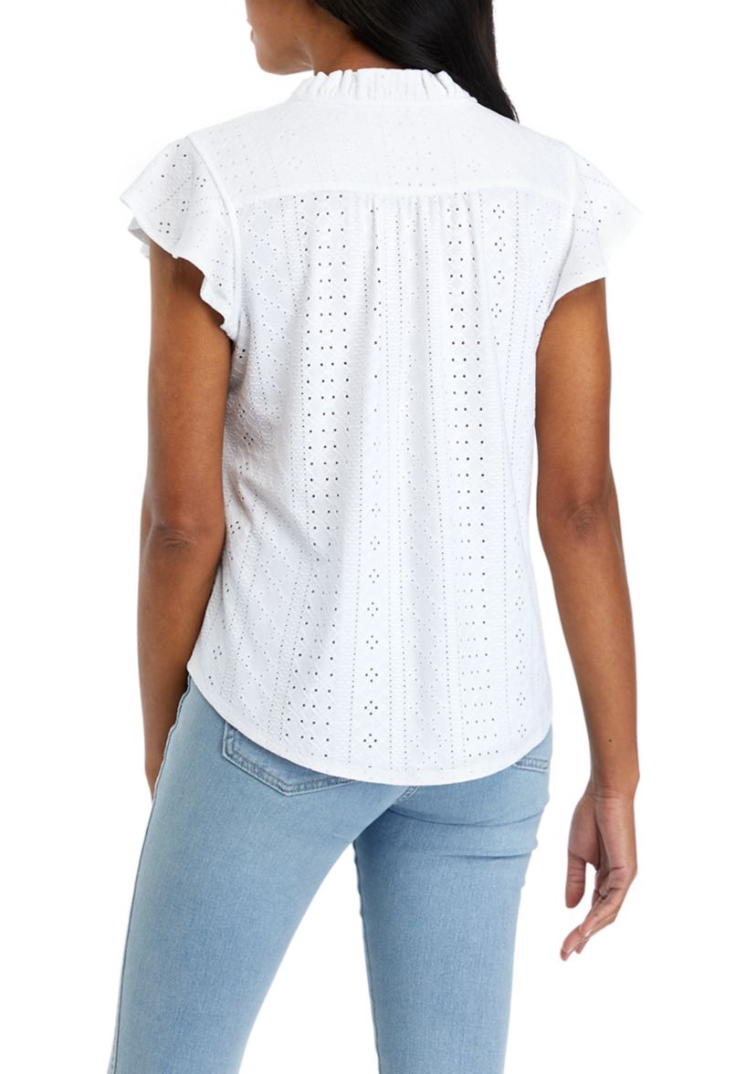 Petite Eyelet Knit Top