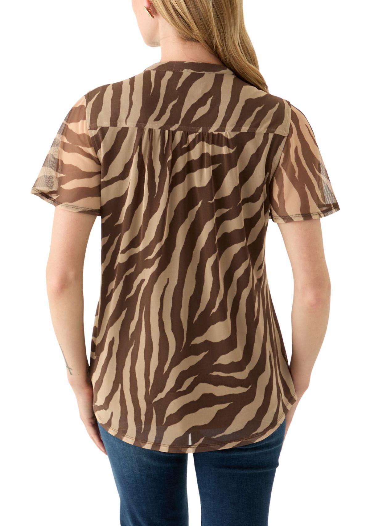 Petite Printed Mesh Top