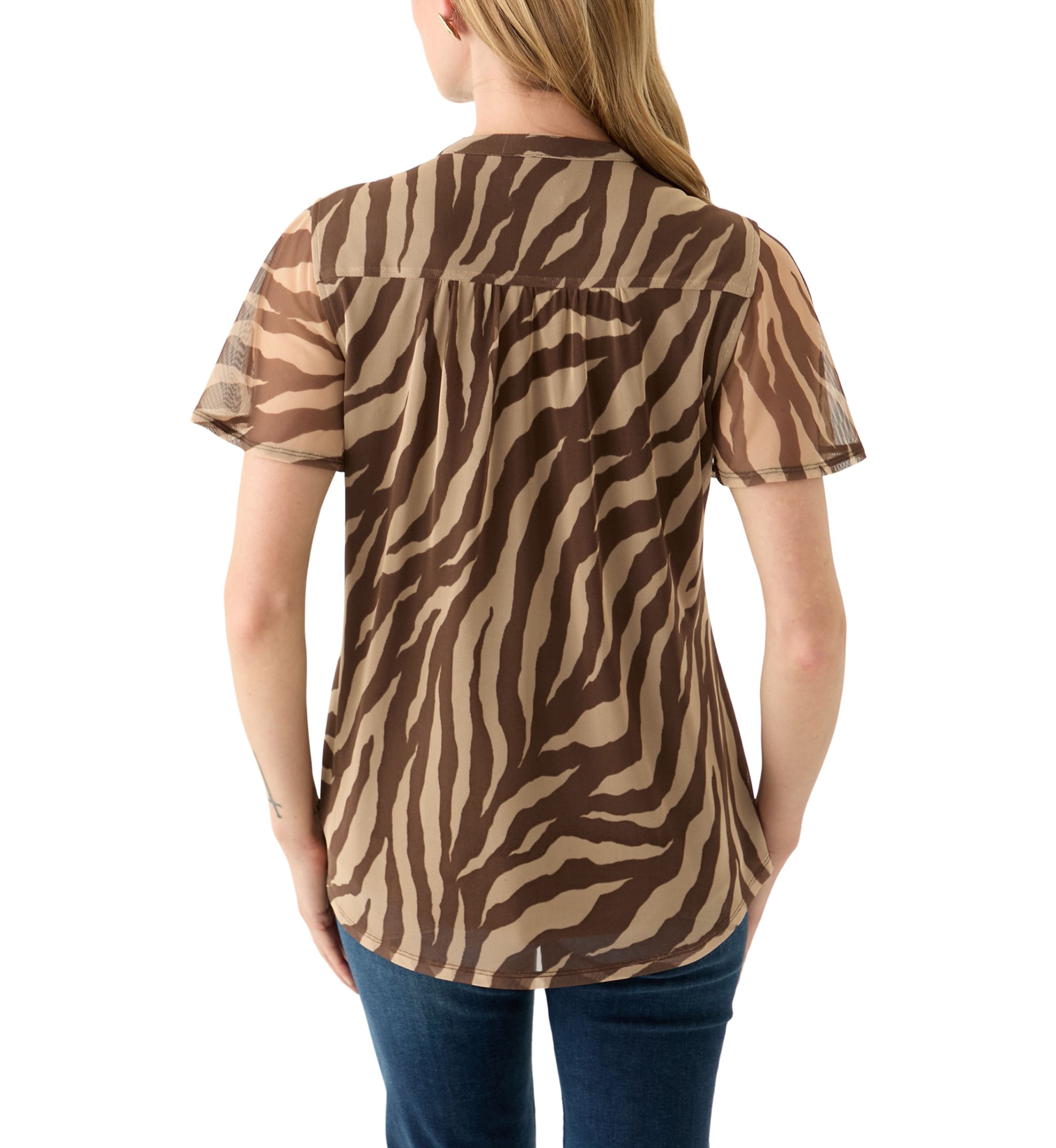 Petite Printed Mesh Top