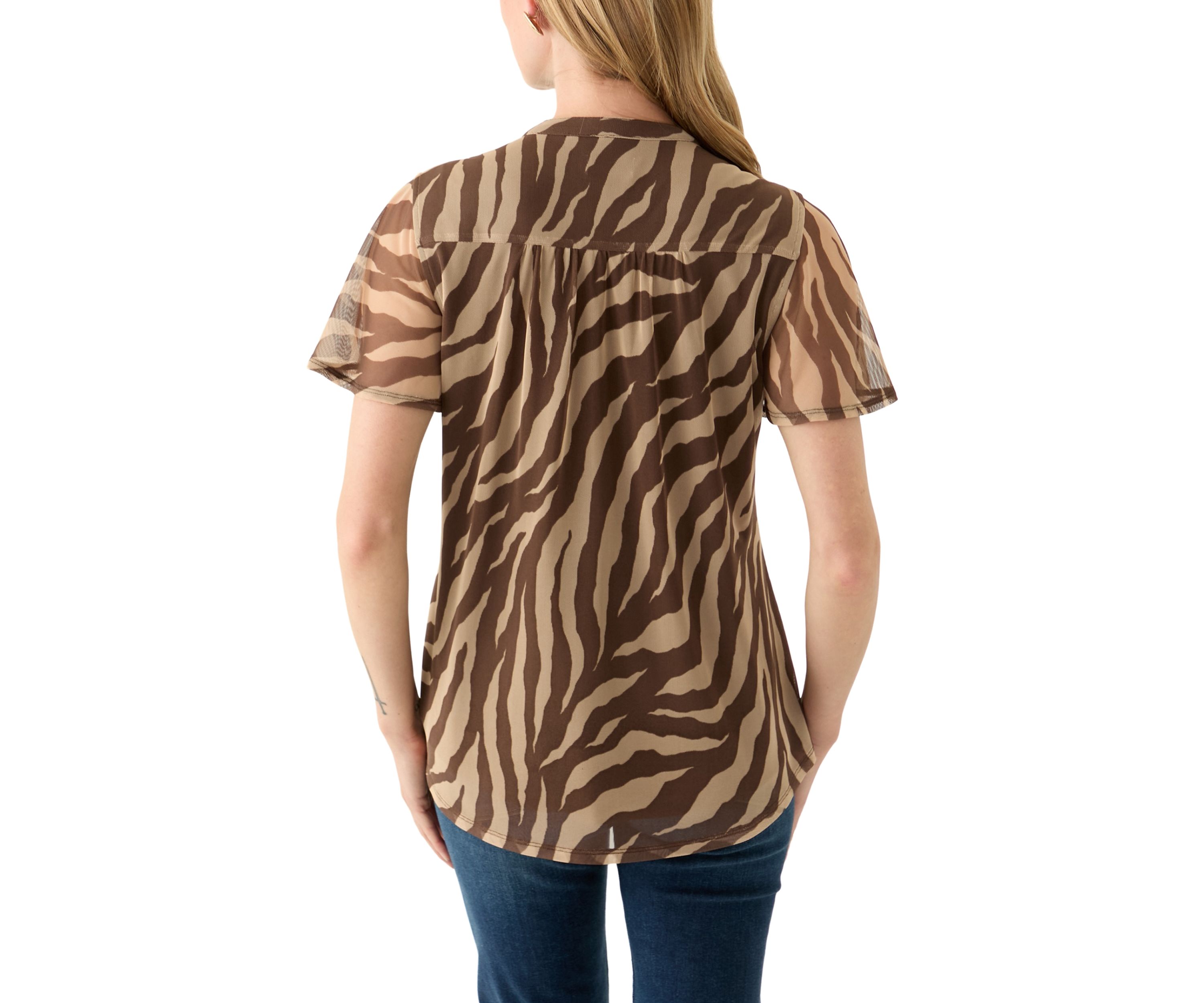 Petite Printed Mesh Top