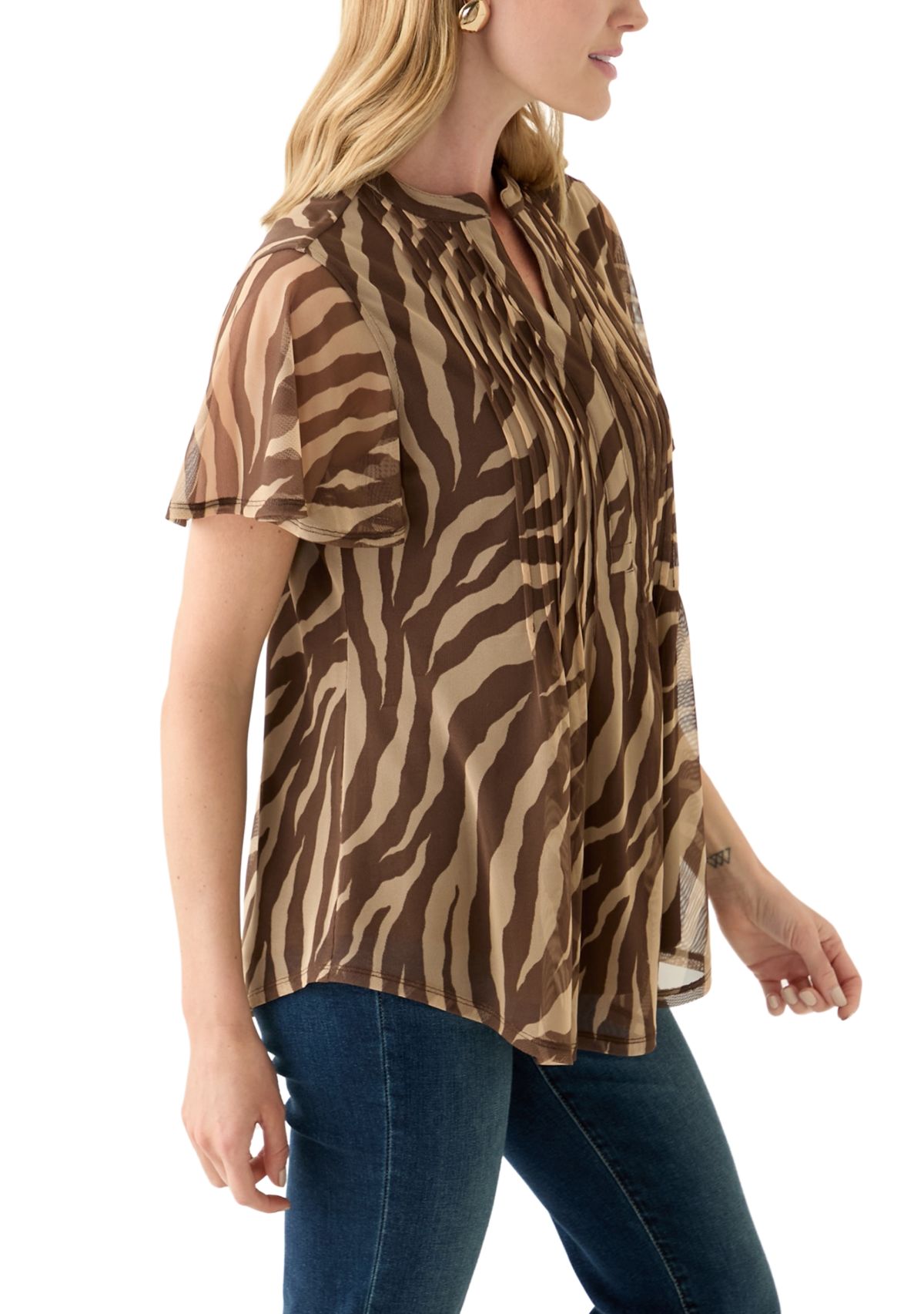 Petite Printed Mesh Top